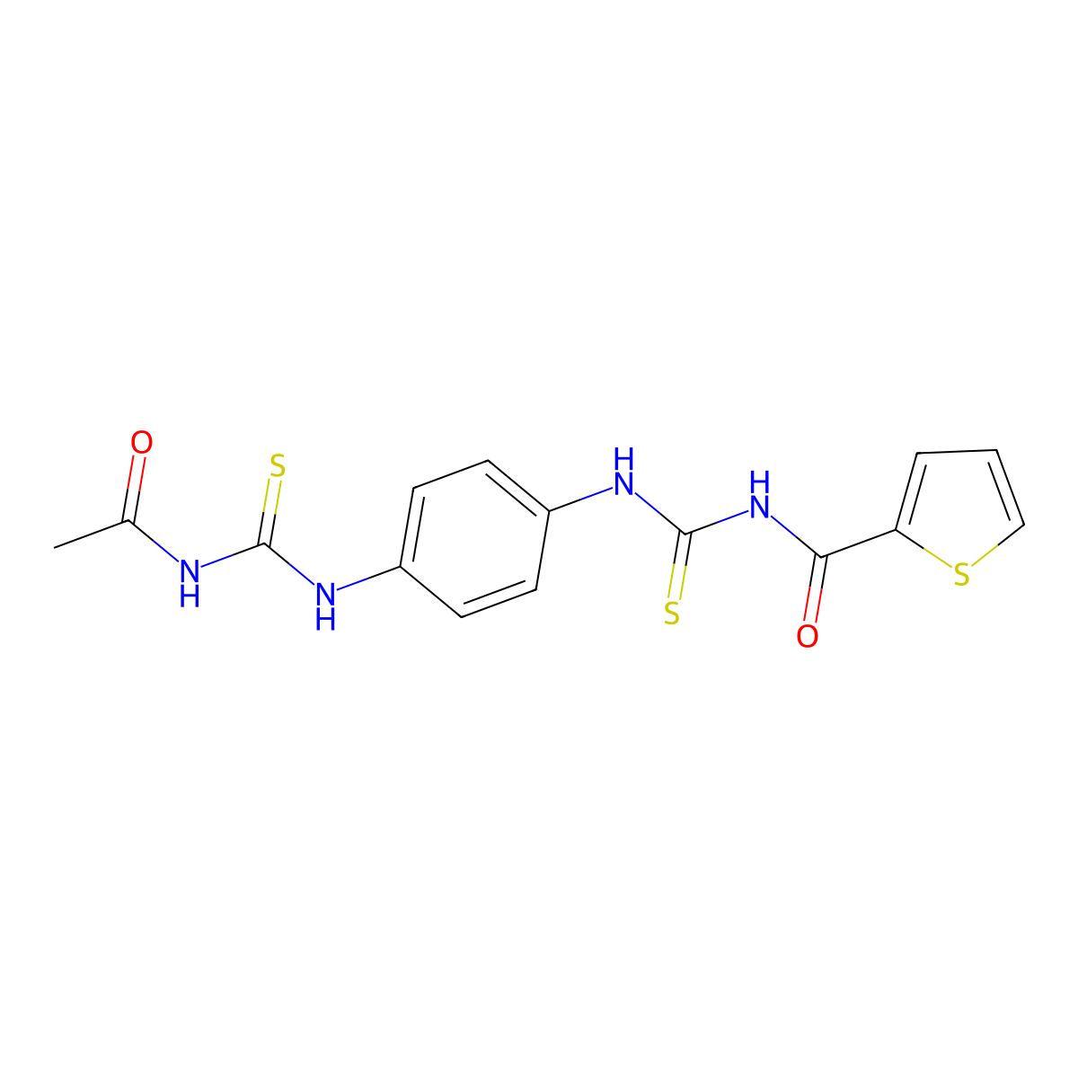 N-[[4-(acetylcarbamothioylamino)phenyl]carbamothioyl]thiophene-2-carboxamide molecular structure, CAS 640246-19-1