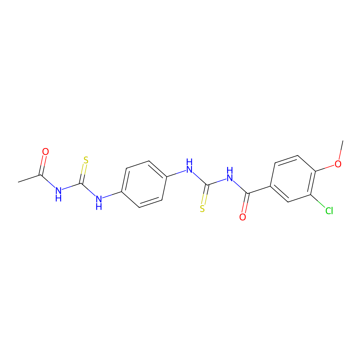 N-[[4-(acetylcarbamothioylamino)phenyl]carbamothioyl]-3-chloro-4-methoxybenzamide molecular structure, CAS 640246-83-9