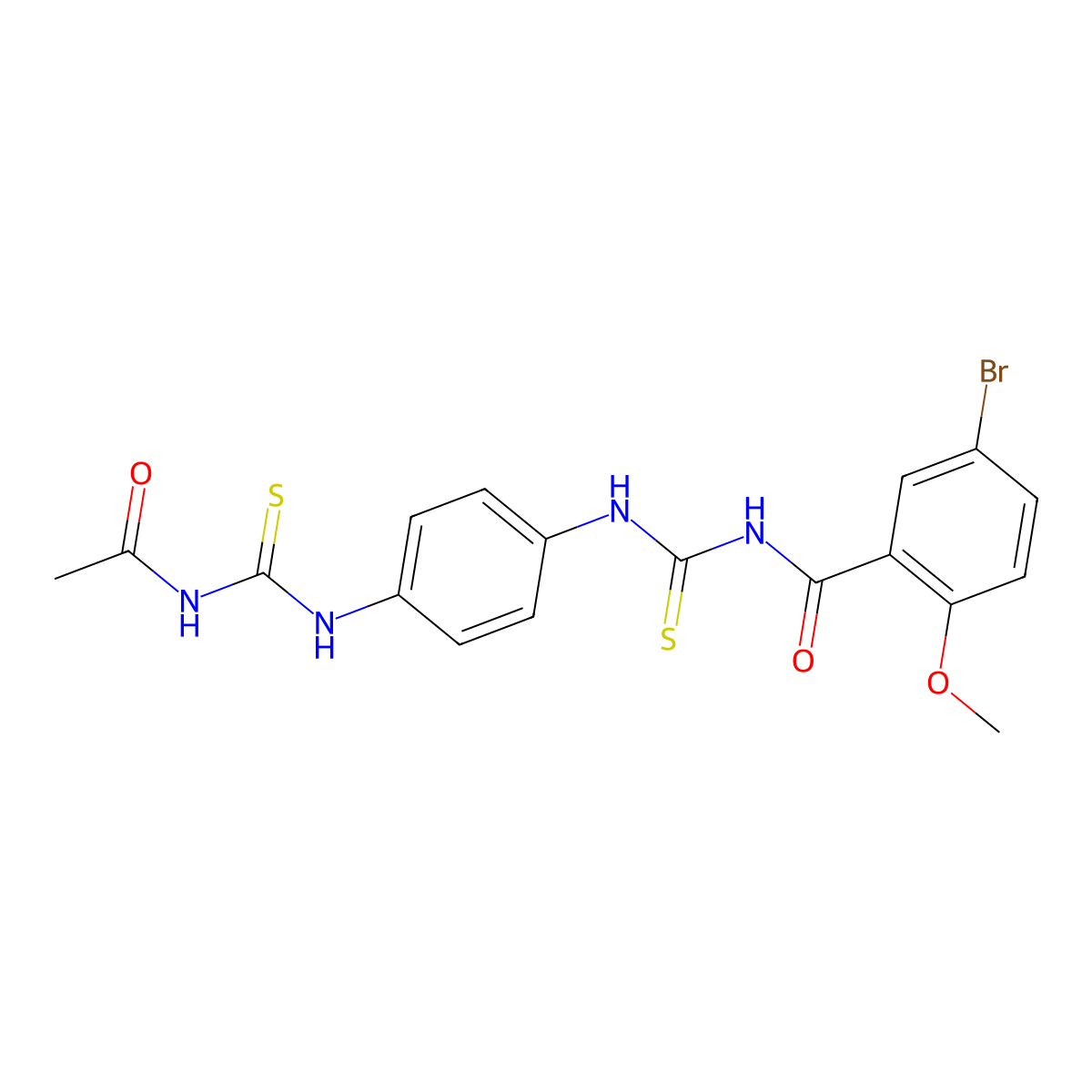 N-[[4-(acetylcarbamothioylamino)phenyl]carbamothioyl]-5-bromo-2-methoxybenzamide molecular structure, CAS 640246-99-7
