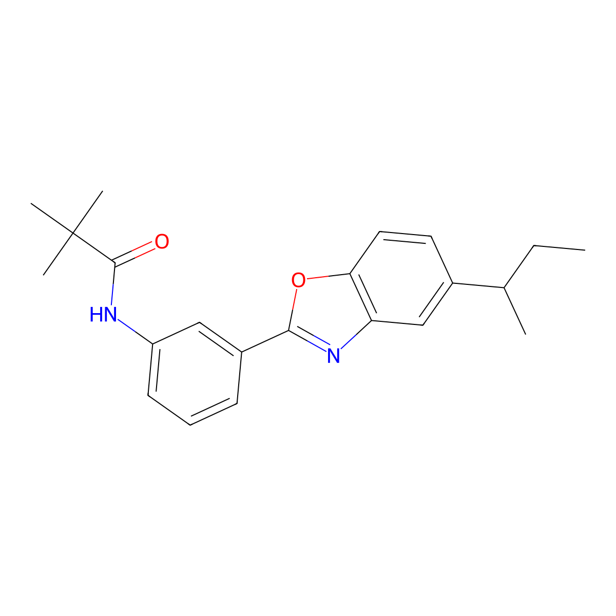 N-[3-(5-butan-2-yl-1,3-benzoxazol-2-yl)phenyl]-2,2-dimethylpropanamide molecular structure, CAS 640248-60-8