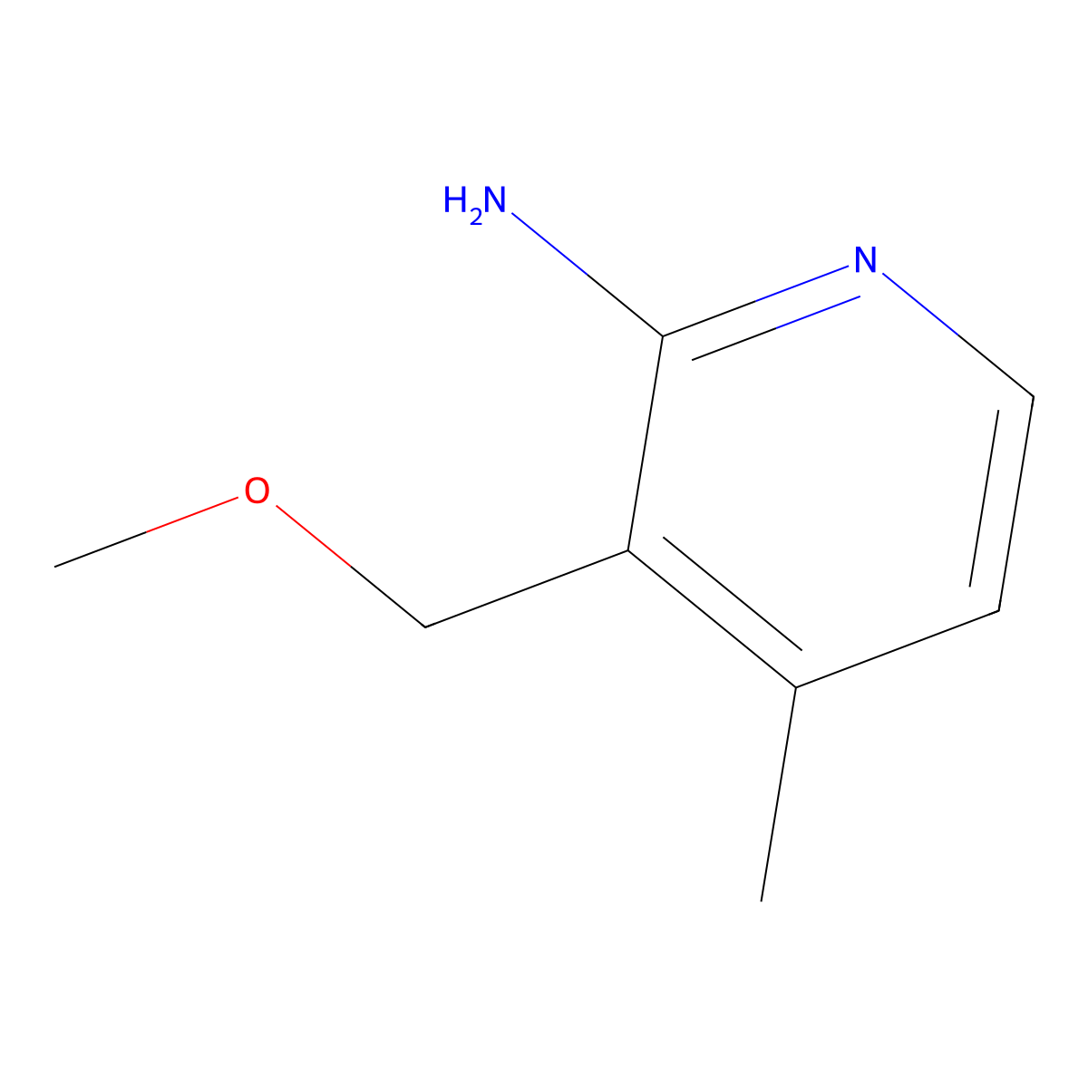 2-Pyridinamine, 3-(methoxymethyl)-4-methyl- molecular structure, CAS 64025-25-8