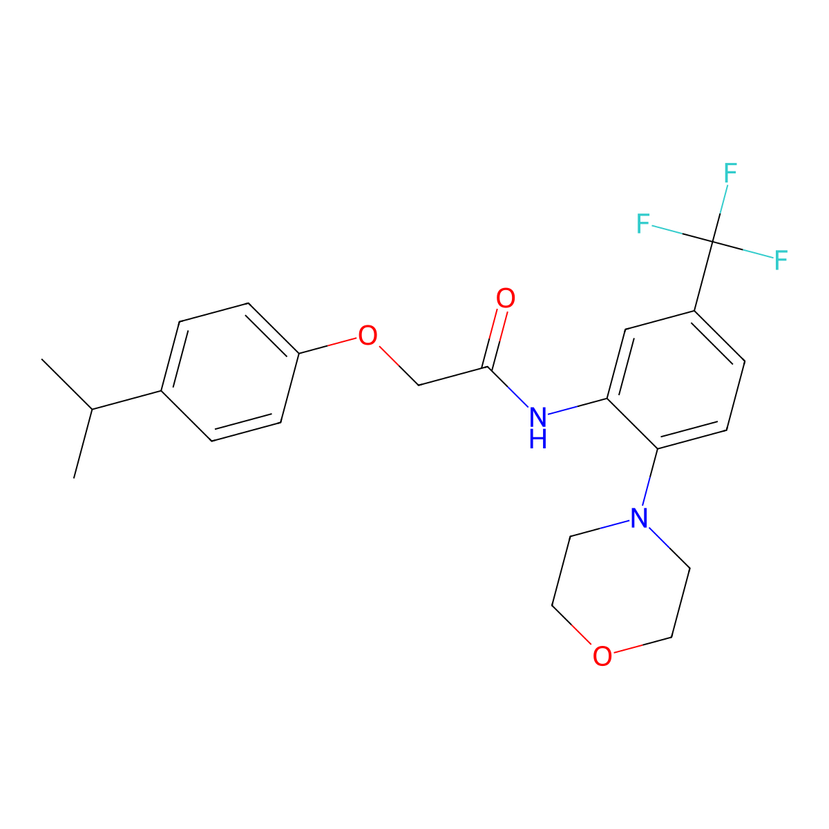 N-[2-morpholin-4-yl-5-(trifluoromethyl)phenyl]-2-(4-propan-2-ylphenoxy)acetamide molecular structure, CAS 640252-02-4