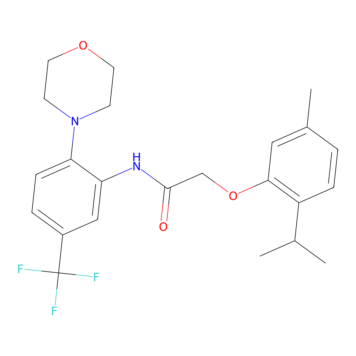 2-(5-methyl-2-propan-2-ylphenoxy)-N-[2-morpholin-4-yl-5-(trifluoromethyl)phenyl]acetamide molecular structure, CAS 640252-06-8