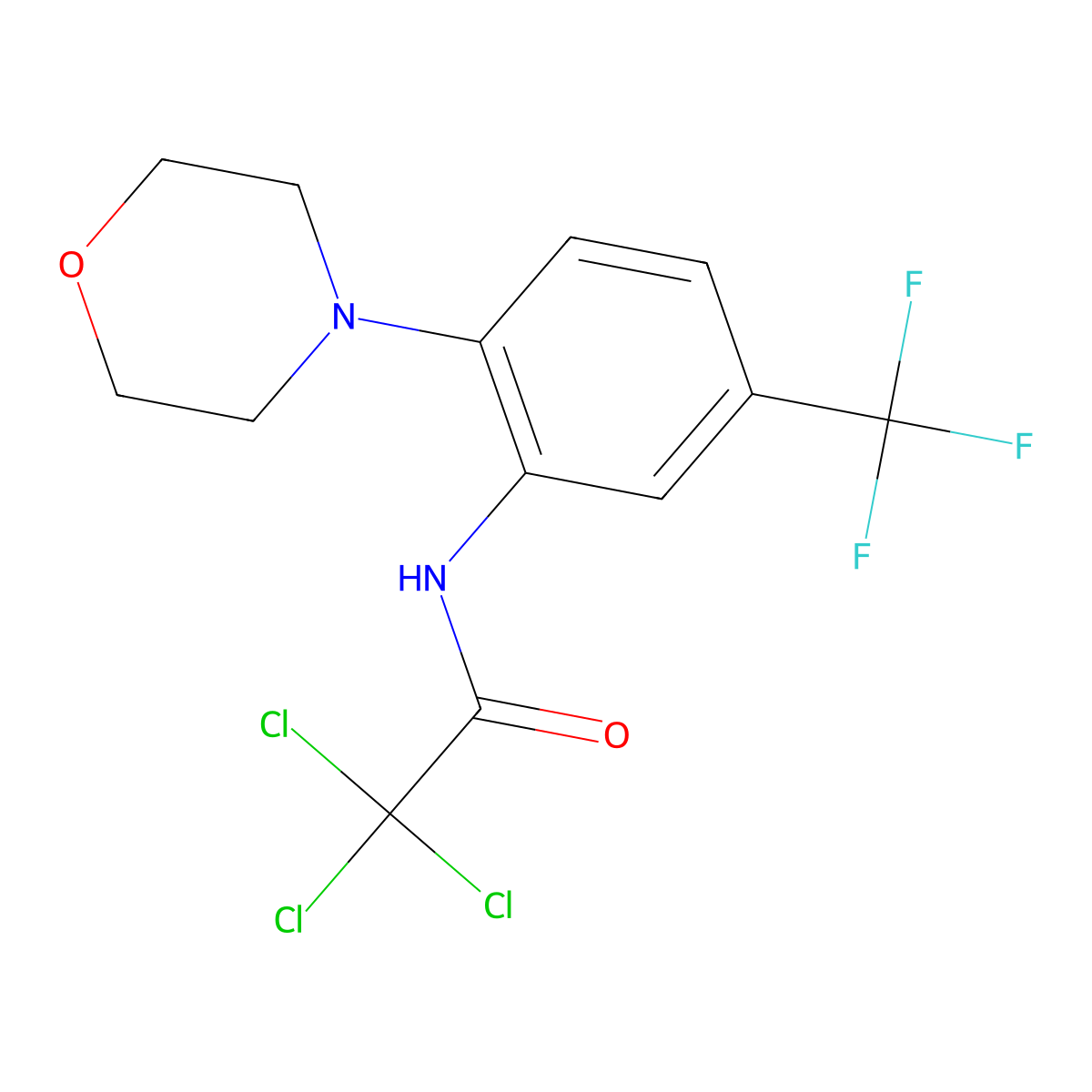 2,2,2-trichloro-N-[2-morpholin-4-yl-5-(trifluoromethyl)phenyl]acetamide molecular structure, CAS 640252-13-7
