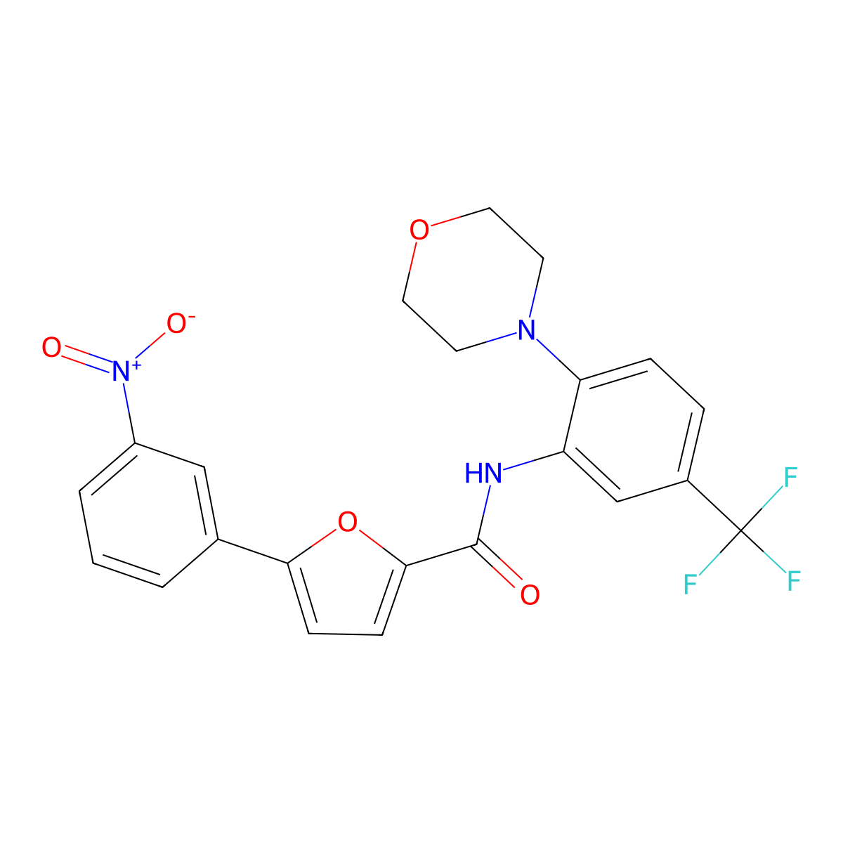 N-[2-morpholin-4-yl-5-(trifluoromethyl)phenyl]-5-(3-nitrophenyl)furan-2-carboxamide molecular structure, CAS 640252-46-6