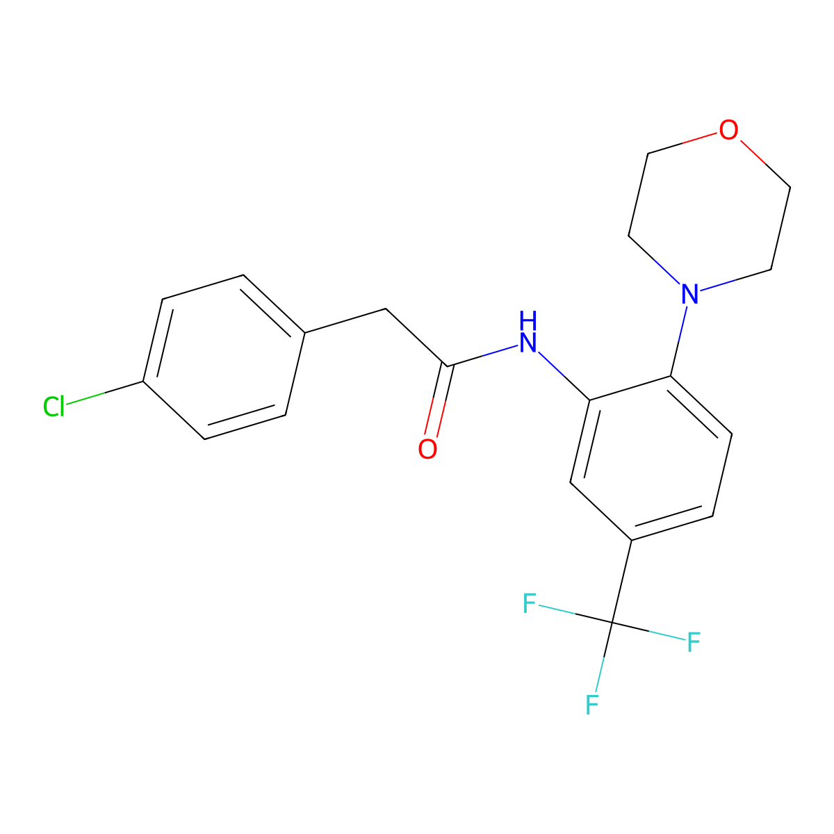 2-(4-chlorophenyl)-N-[2-morpholin-4-yl-5-(trifluoromethyl)phenyl]acetamide molecular structure, CAS 640252-60-4
