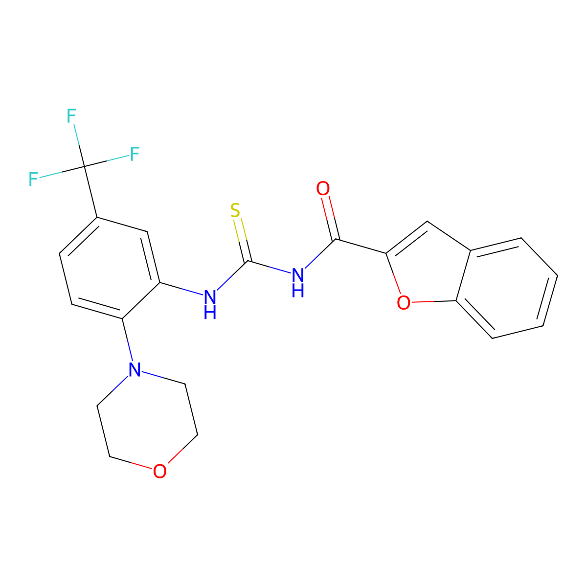 N-[[2-morpholin-4-yl-5-(trifluoromethyl)phenyl]carbamothioyl]-1-benzofuran-2-carboxamide molecular structure, CAS 640252-76-2