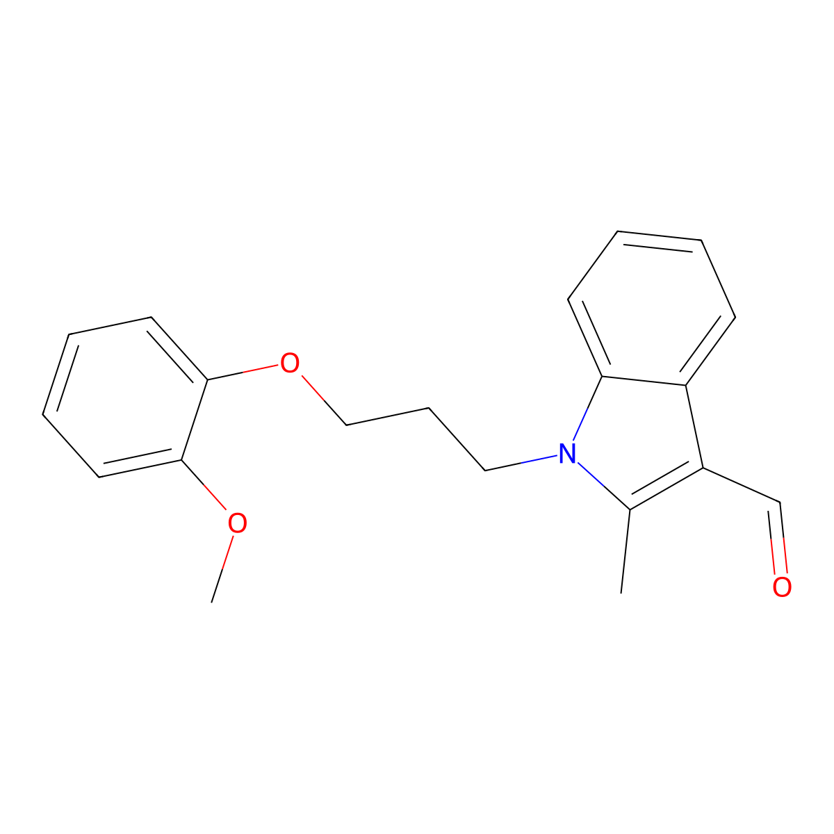 1-[3-(2-methoxyphenoxy)propyl]-2-methyl-1H-indole-3-carbaldehyde molecular structure, CAS 640254-42-8