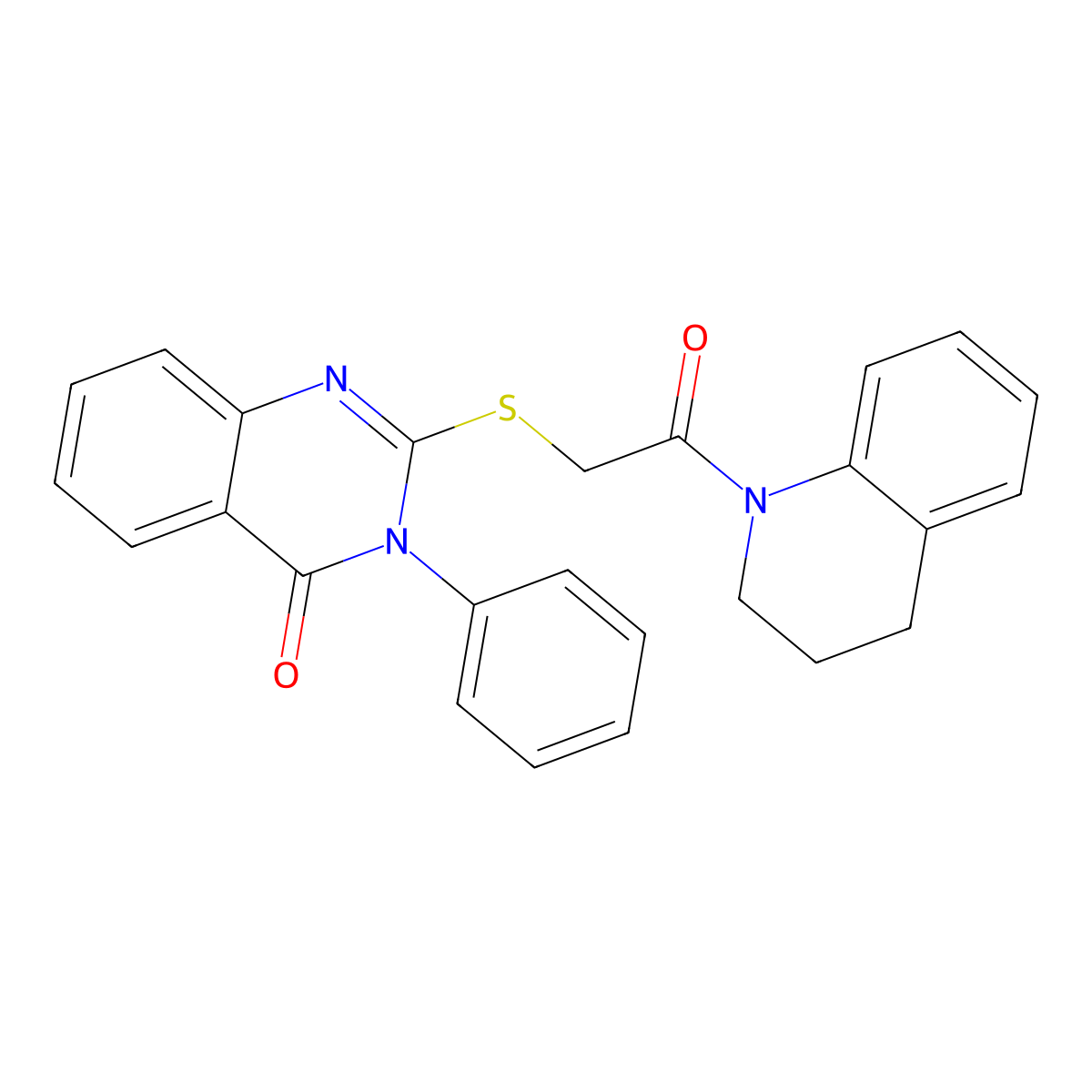 2-[2-(3,4-dihydro-2H-quinolin-1-yl)-2-oxoethyl]sulfanyl-3-phenylquinazolin-4-one molecular structure, CAS 640258-29-3