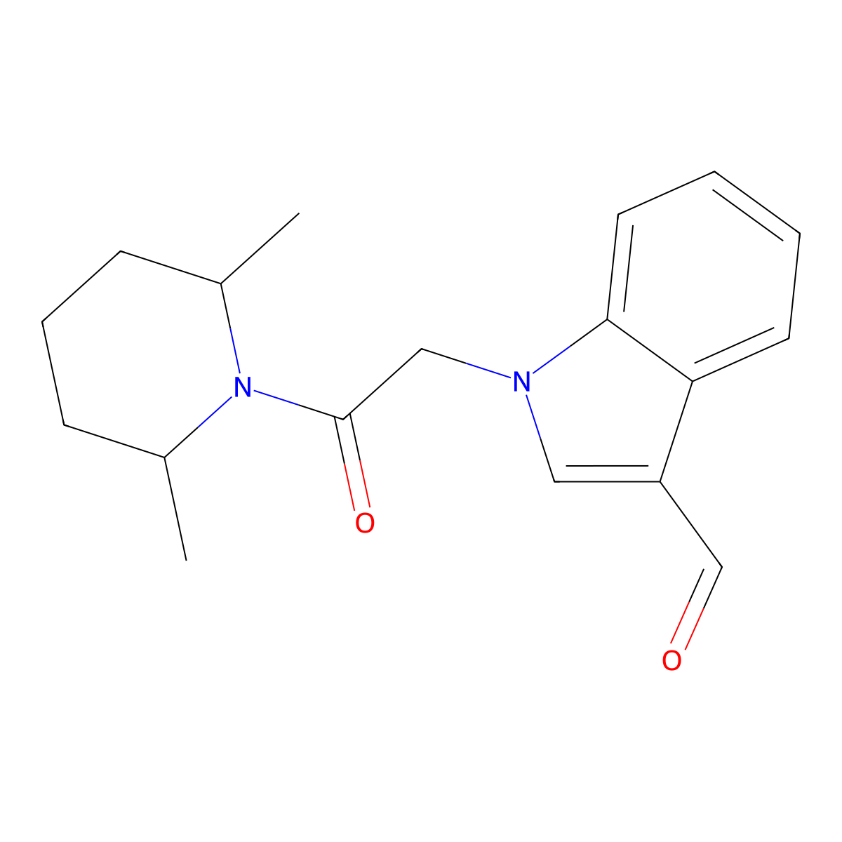 1-[2-(2,6-Dimethylpiperidin-1-YL)-2-oxoethyl]-1H-indole-3-carbaldehyde molecular structure, CAS 640260-00-0