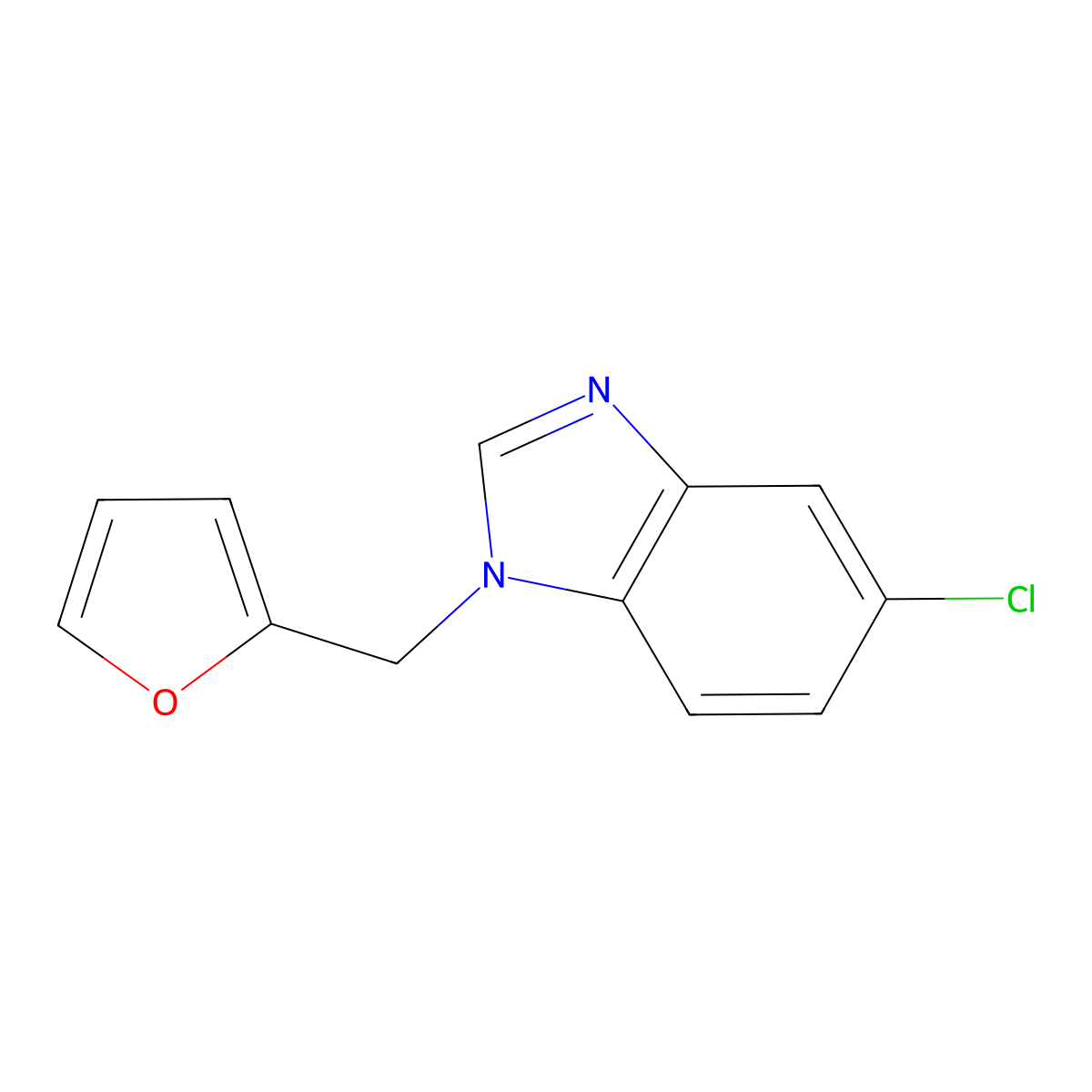 1H-Benzoimidazole, 5-chloro-1-(furan-2-yl)methyl- molecular structure, CAS 640262-49-3