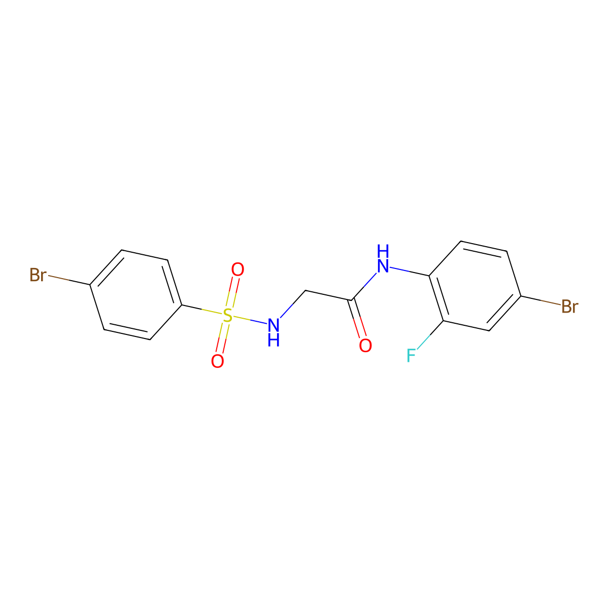 N-(4-bromo-2-fluorophenyl)-2-{[(4-bromophenyl)sulfonyl]amino}acetamide molecular structure, CAS 640262-65-3
