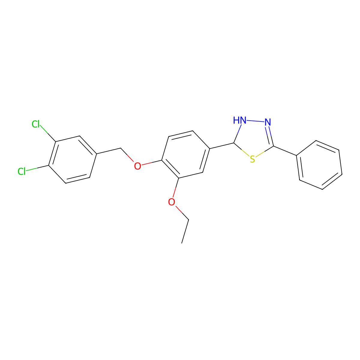 2-{4-[(3,4-Dichlorobenzyl)oxy]-3-ethoxyphenyl}-5-phenyl-2,3-dihydro-1,3,4-thiadiazole molecular structure, CAS 640264-20-6