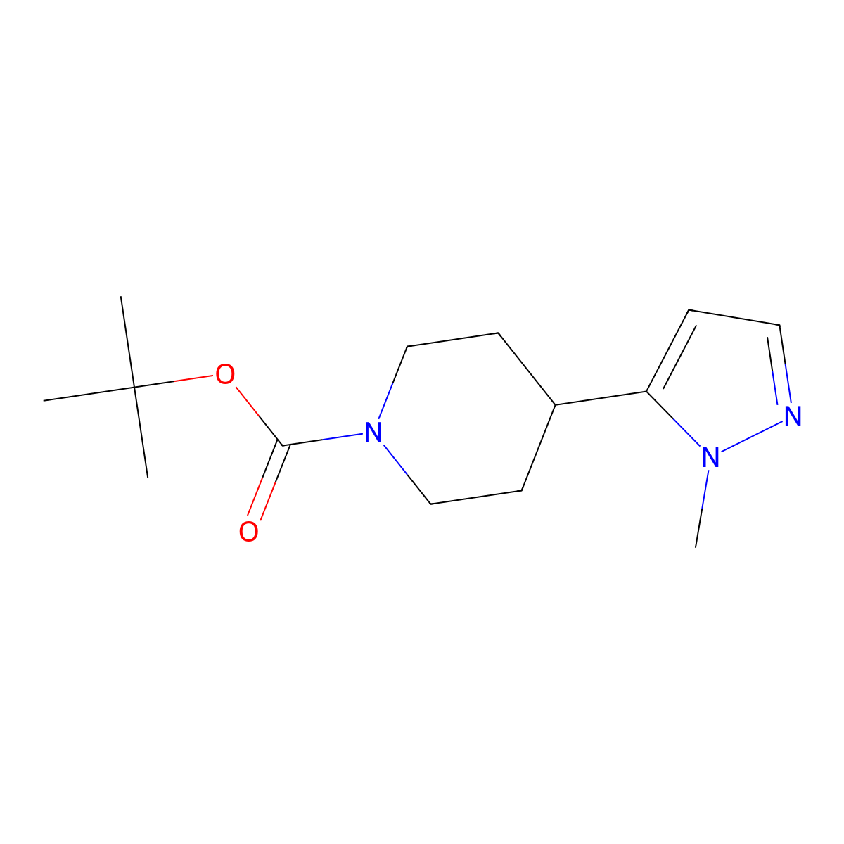 tert-Butyl 4-(1-methyl-1H-pyrazol-5-yl)piperidine-1-carboxylate molecular structure, CAS 640270-00-4