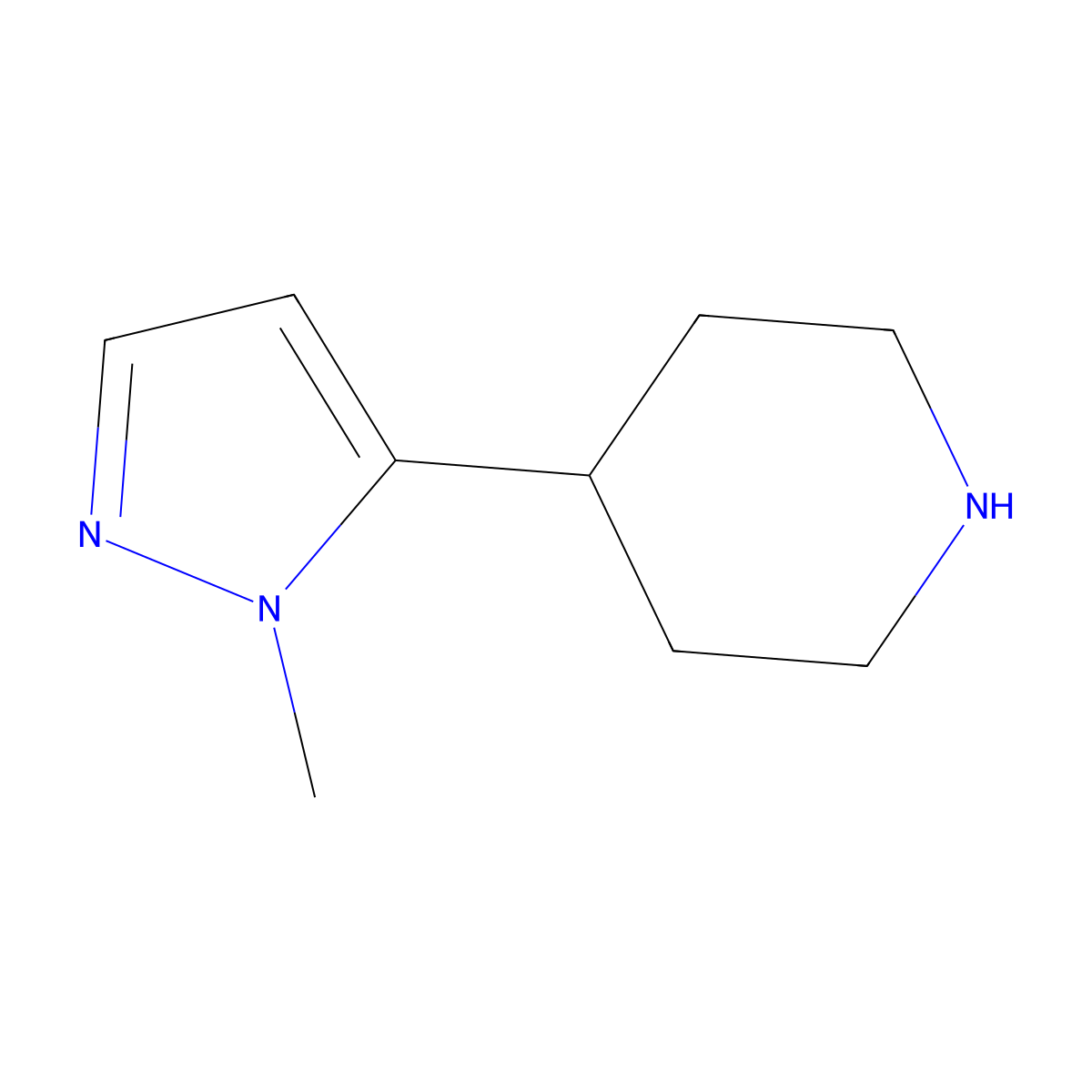 4-(1-methyl-1H-pyrazol-5-yl)piperidine molecular structure, CAS 640270-01-5