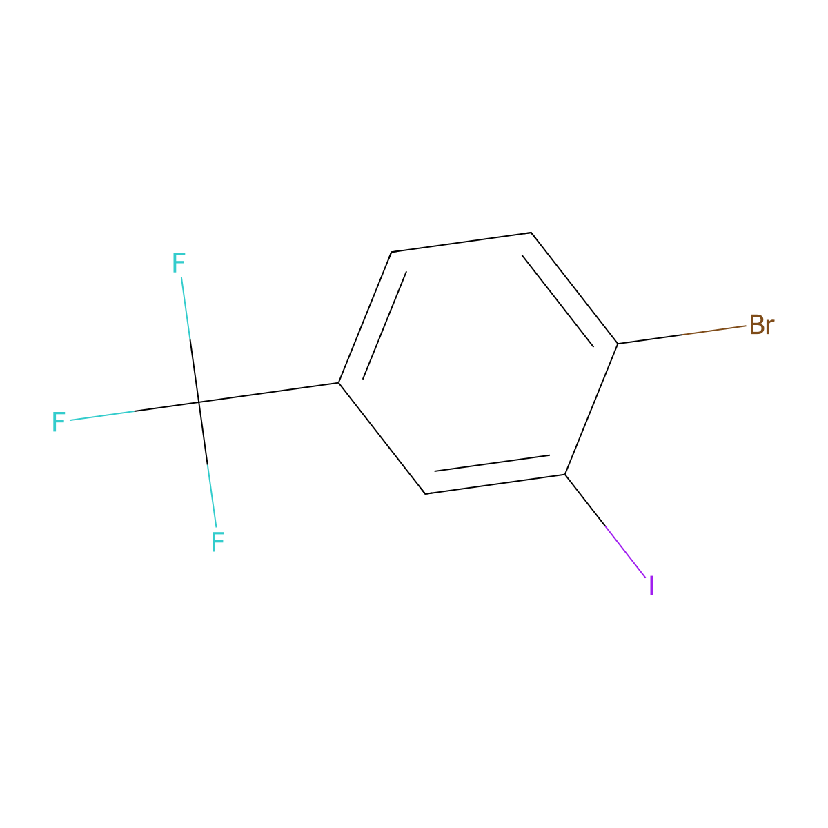 1-Bromo-2-iodo-4-(trifluoromethyl)benzene molecular structure, CAS 640280-28-0