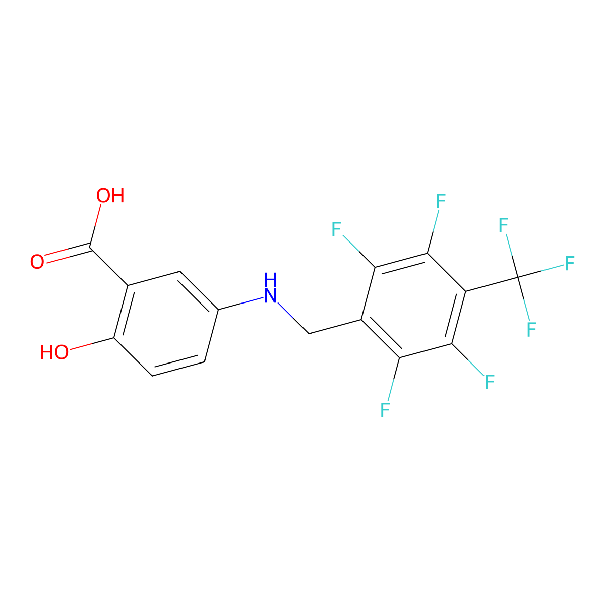 2-Hydroxy-5-(2,3,5,6-tetrafluoro-4-trifluoromethyl-benzylamino)benzoic acid molecular structure, CAS 640290-67-1
