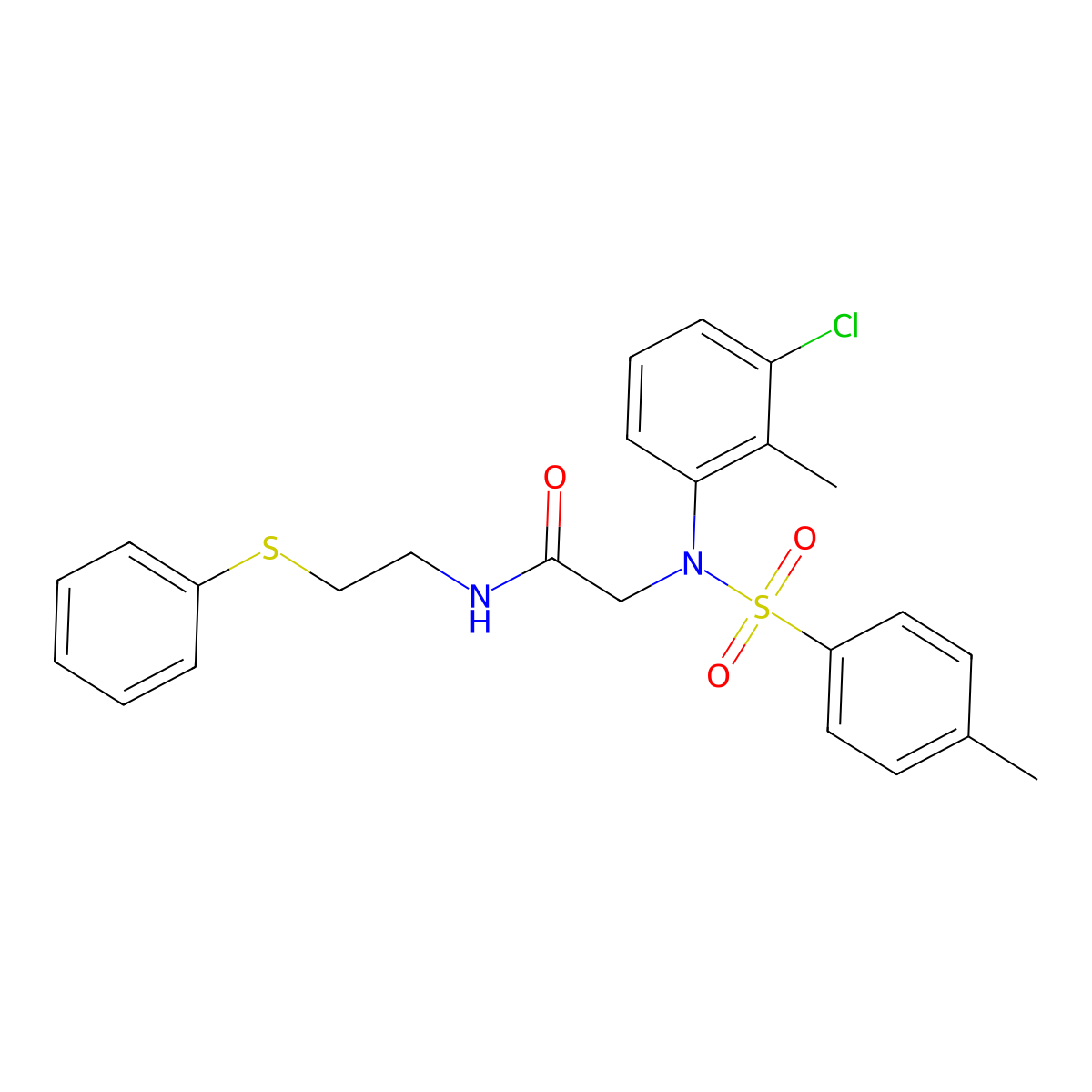 2-(3-chloro-2-methyl-N-(4-methylphenyl)sulfonylanilino)-N-(2-phenylsulfanylethyl)acetamide molecular structure, CAS 6403-79-8