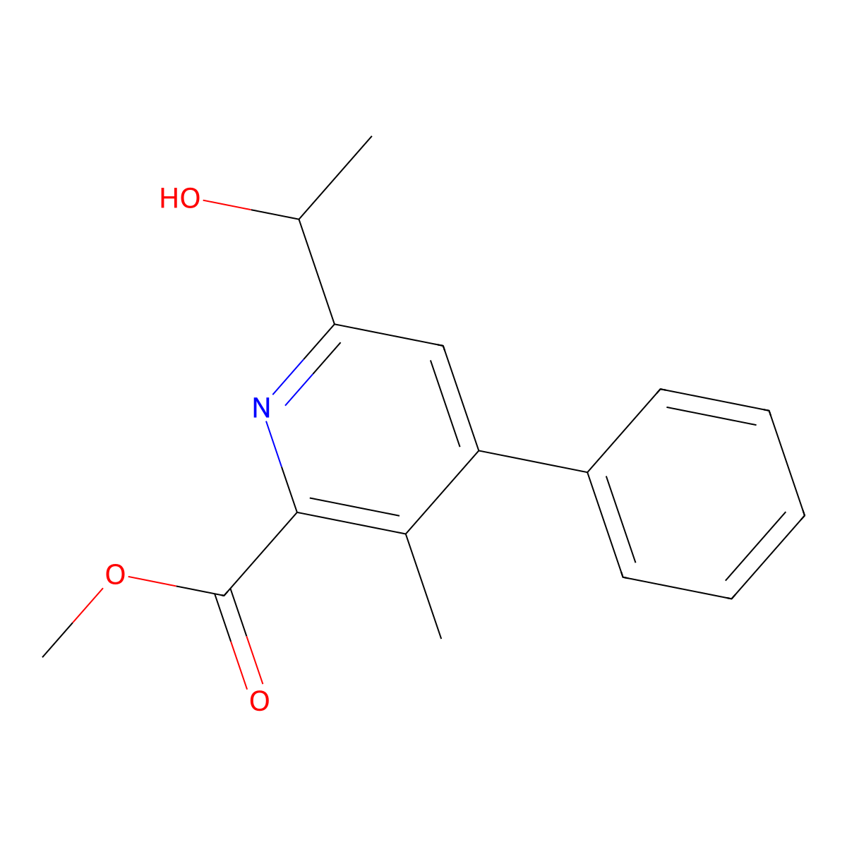 Methyl 6-(1-hydroxyethyl)-3-methyl-4-phenylpicolinate molecular structure, CAS 64034-95-3