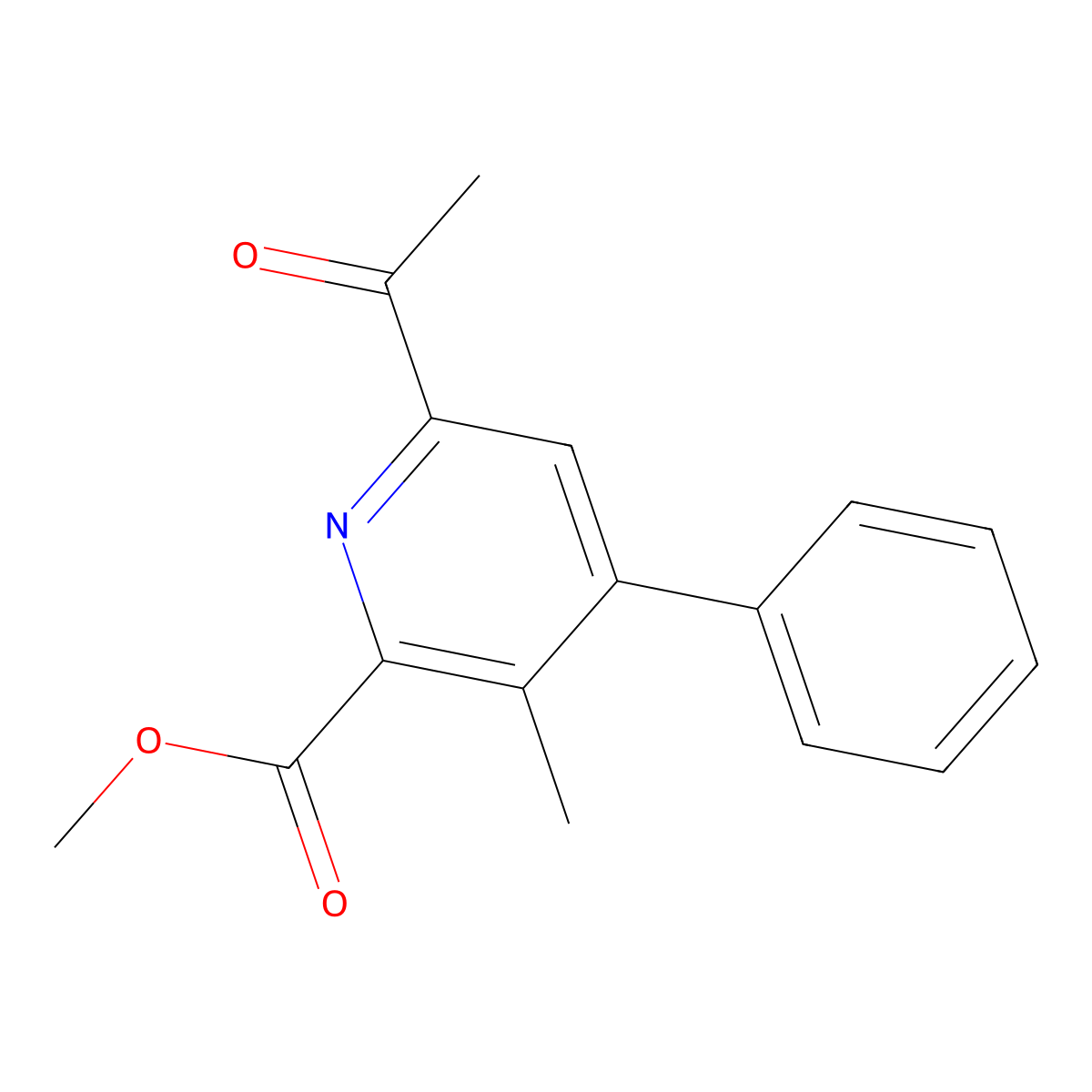 Methyl 6-acetyl-3-methyl-4-phenylpicolinate molecular structure, CAS 64034-97-5