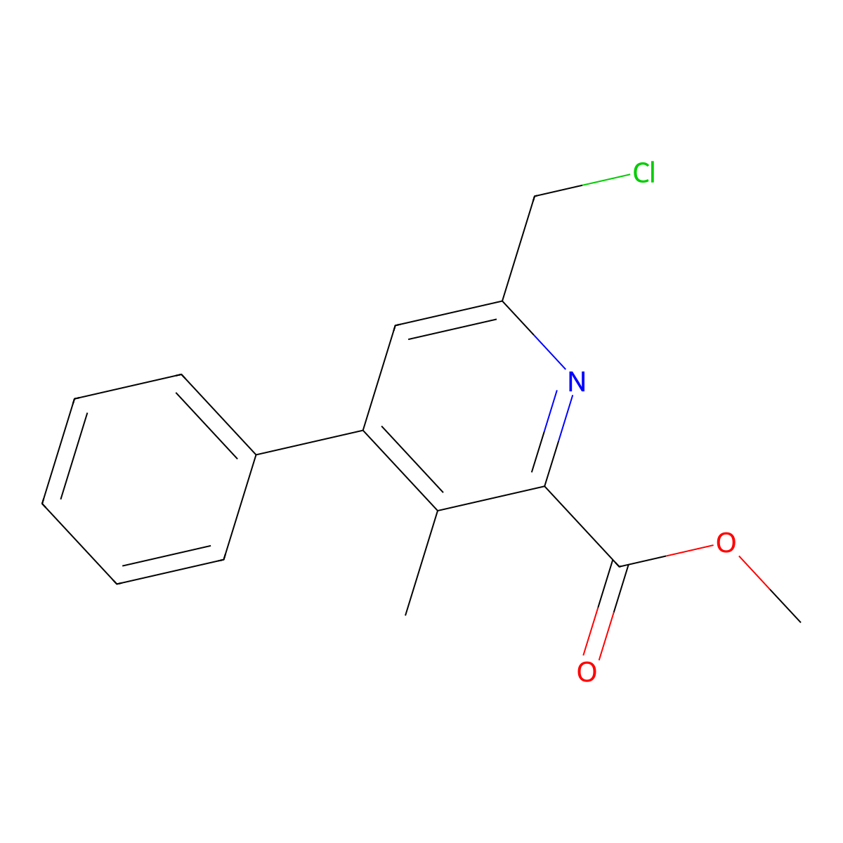 Methyl 6-(chloromethyl)-3-methyl-4-phenylpicolinate molecular structure, CAS 64035-45-6