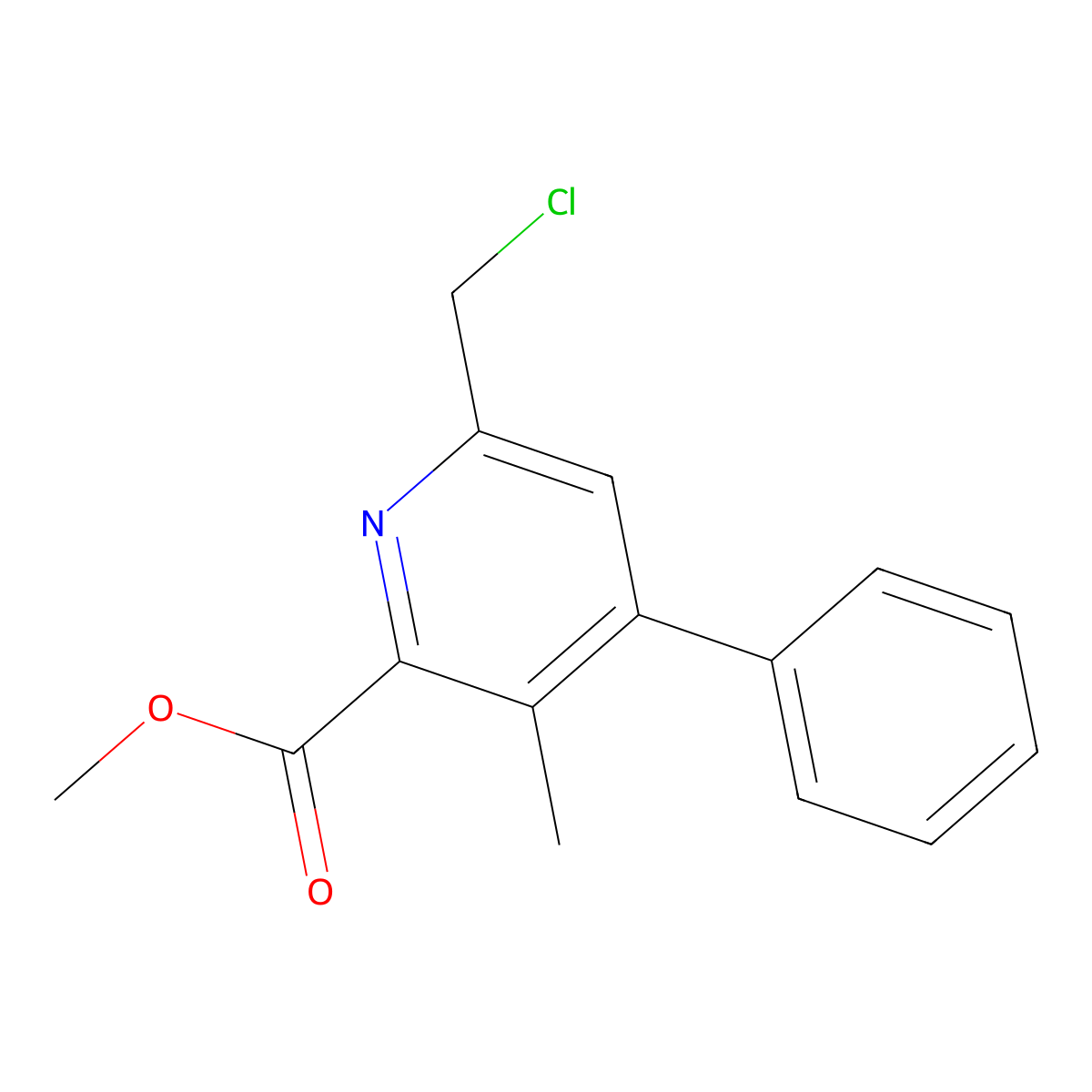 Methyl 6-(chloromethyl)-3-methyl-4-phenylpicolinate molecular structure, CAS 64035-45-6