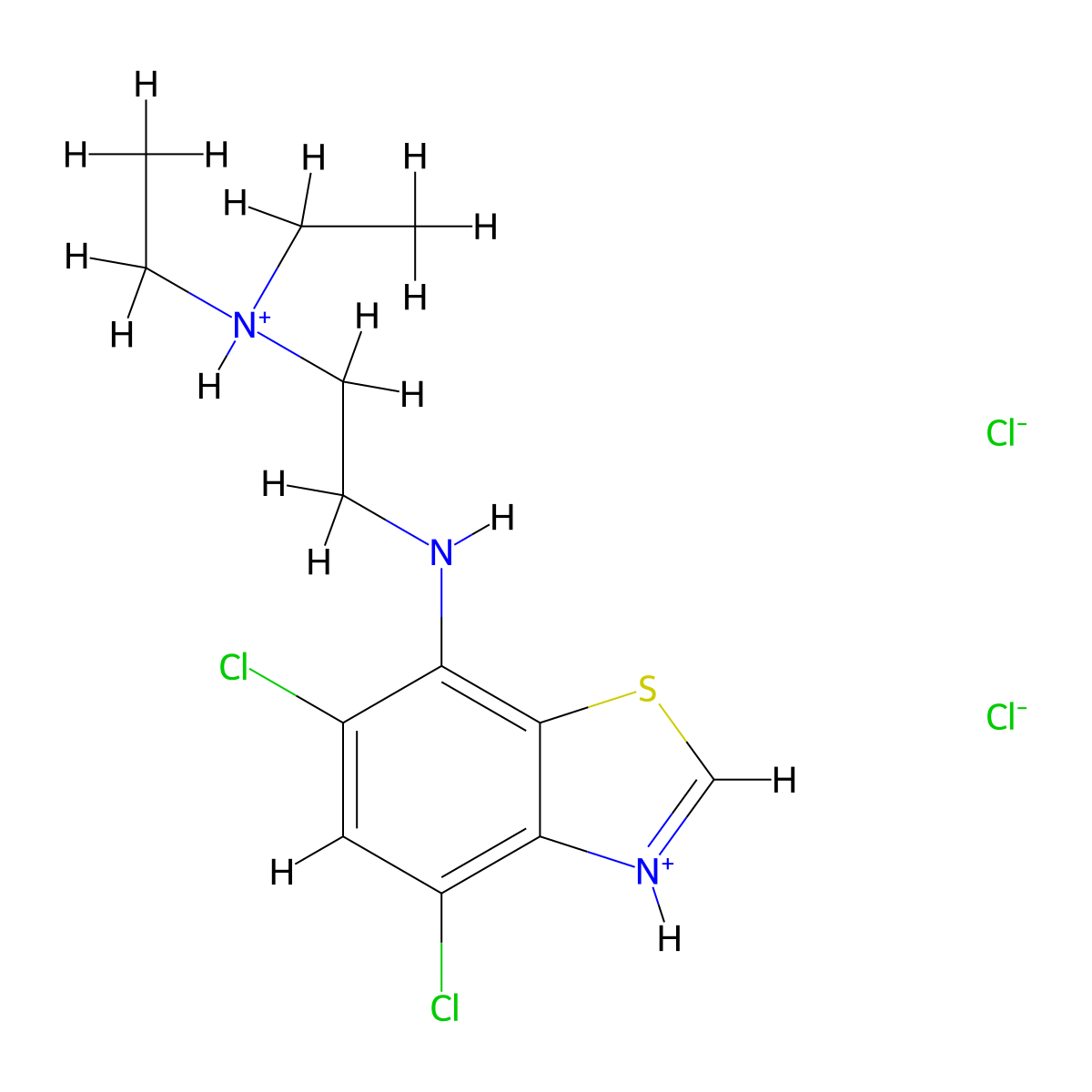 Benzothiazole, 4,6-dichloro-7-(2-diethylaminoethyl)amino-, dihydrochloride molecular structure, CAS 64036-73-3