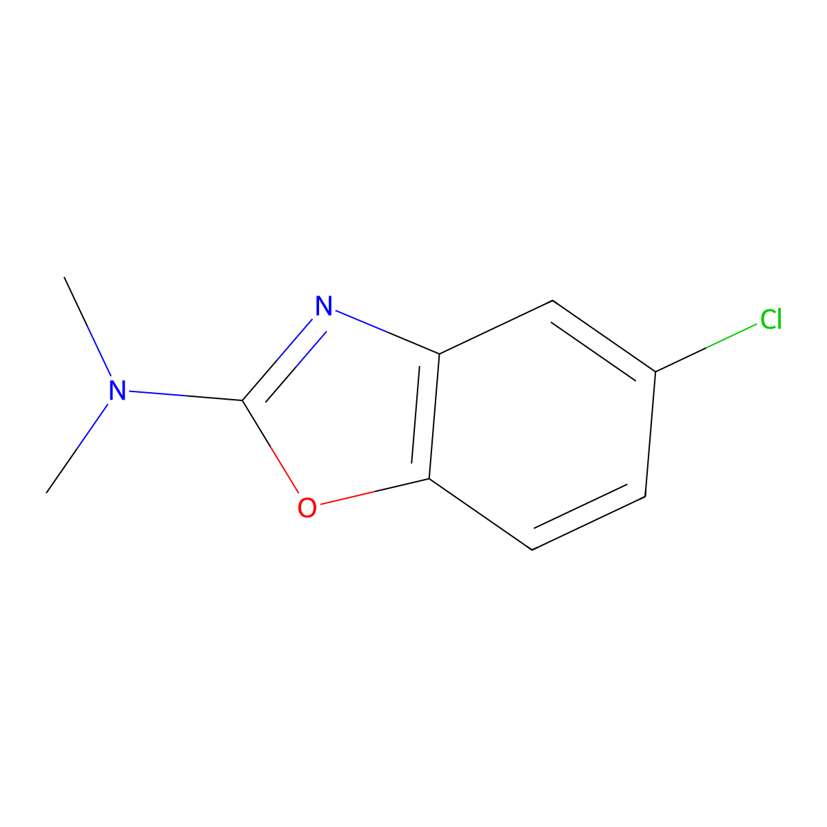 Benzoxazole, 5-chloro-2-dimethylamino- molecular structure, CAS 64037-20-3