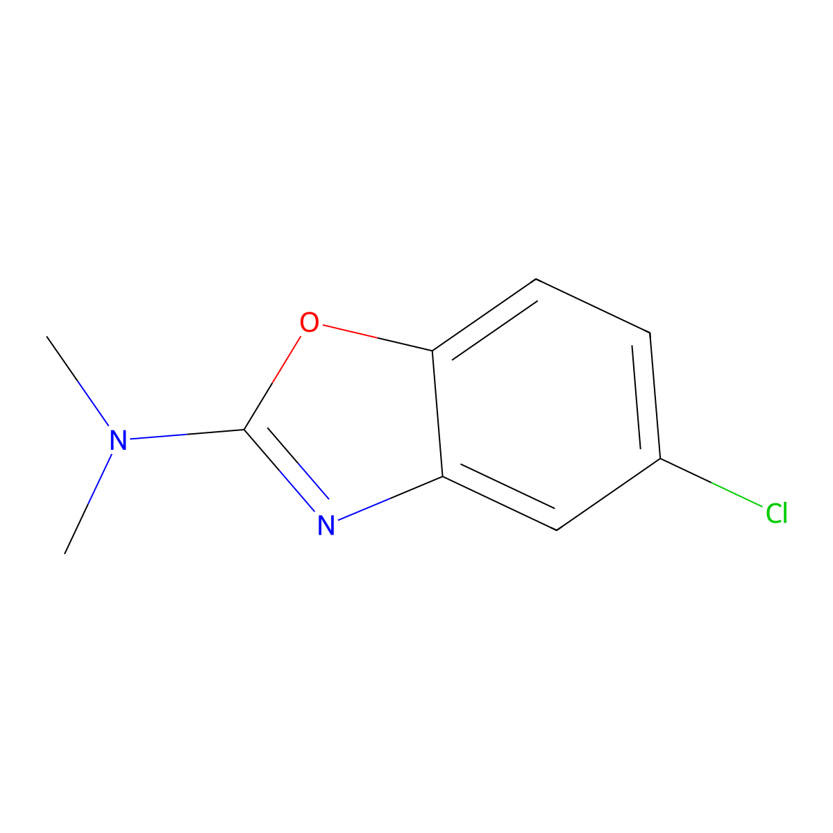 Benzoxazole, 5-chloro-2-dimethylamino- molecular structure, CAS 64037-20-3