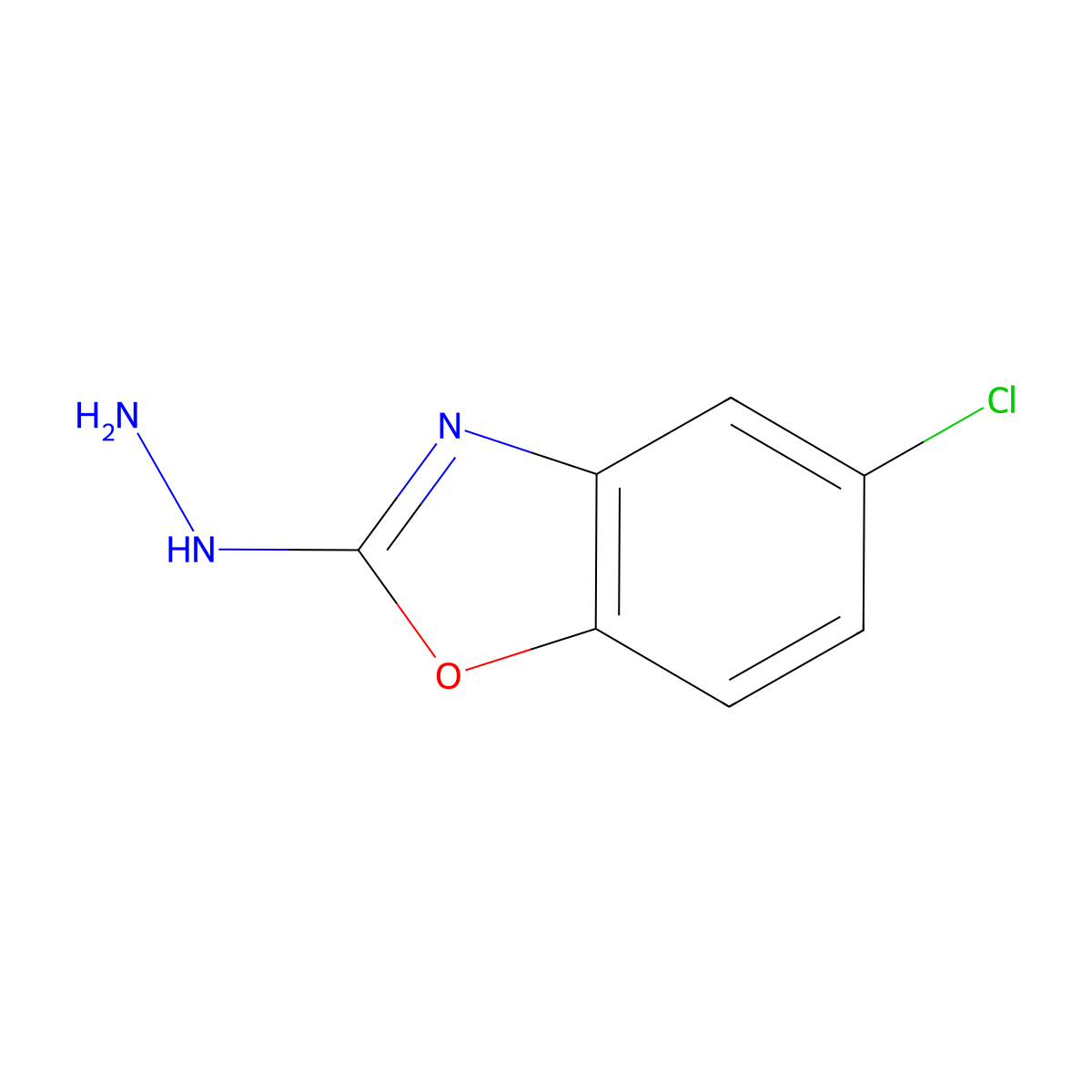 Benzoxazole, 5-chloro-2-hydrazino- molecular structure, CAS 64037-22-5