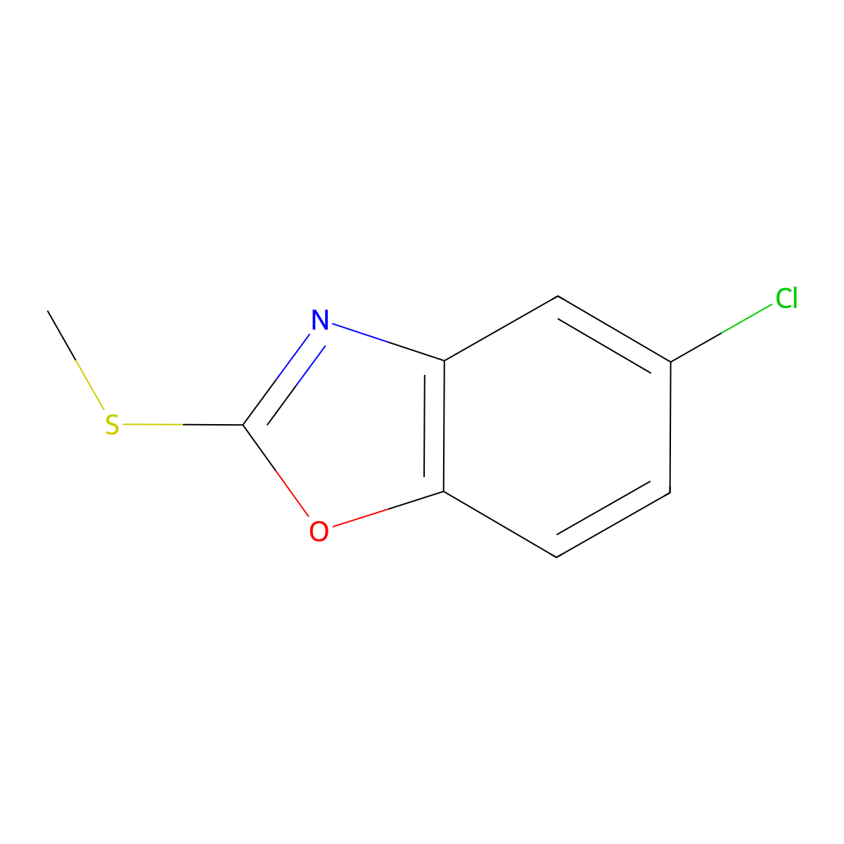 Benzoxazole, 5-chloro-2-methylthio- molecular structure, CAS 64037-25-8