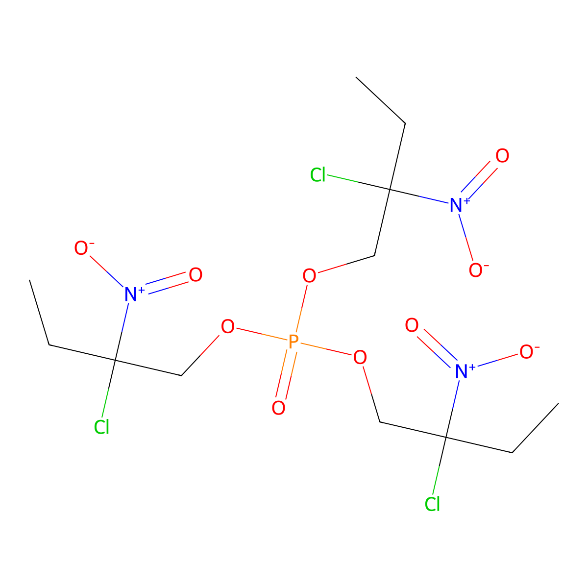 Butanol, 2-chloro-2-nitro-, phosphate (3:1) molecular structure, CAS 64037-38-3