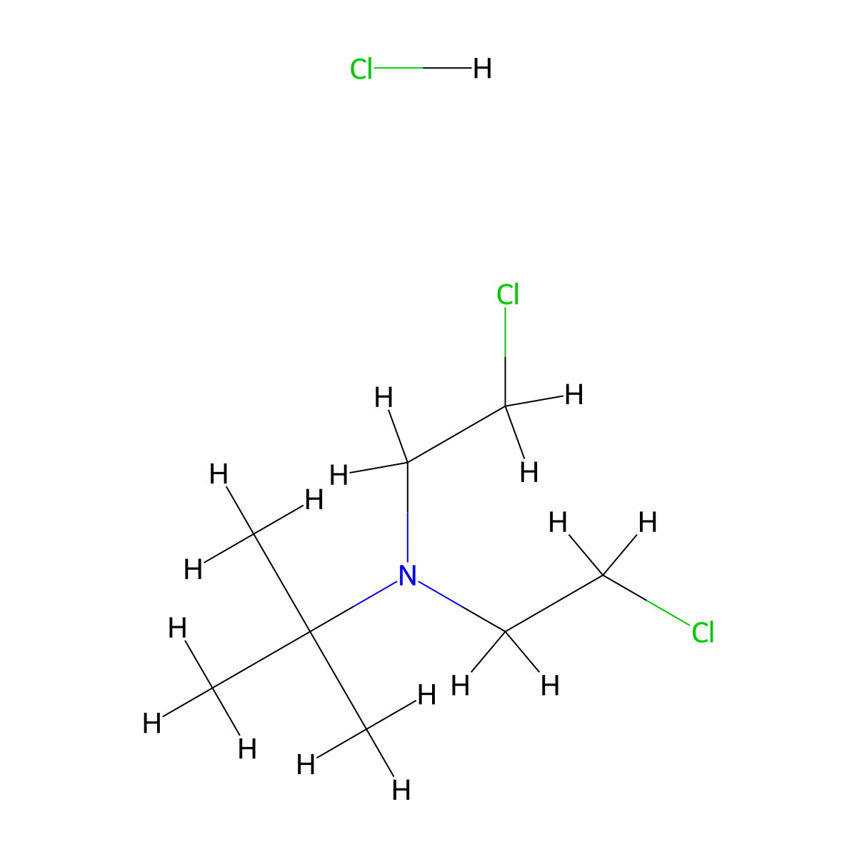 t-Butylamine, N,N-bis(2-chloroethyl)-, hydrochloride molecular structure, CAS 64037-57-6