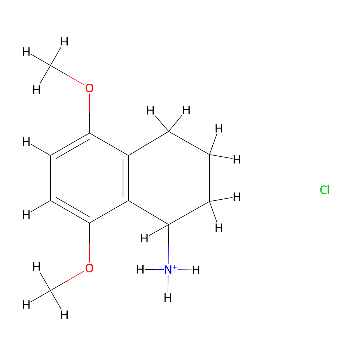 1-Naphthylamine, 1,2,3,4-tetrahydro-5,8-dimethoxy-, hydrochloride, hemihydrate molecular structure, CAS 64037-80-5