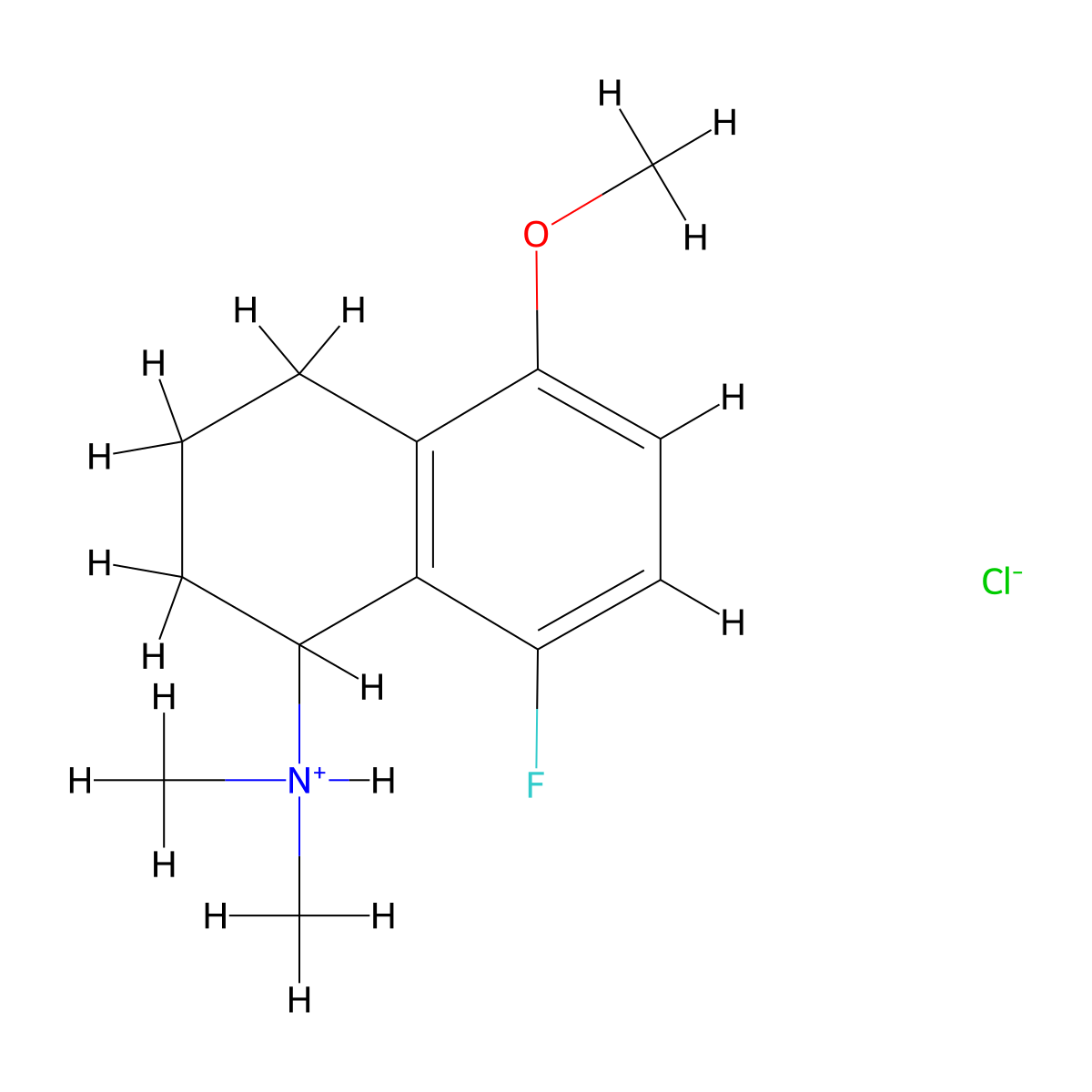 1-Naphthylamine, 1,2,3,4-tetrahydro-N,N-dimethyl-8-fluoro-5-methoxy-, hydrochloride molecular structure, CAS 64037-83-8