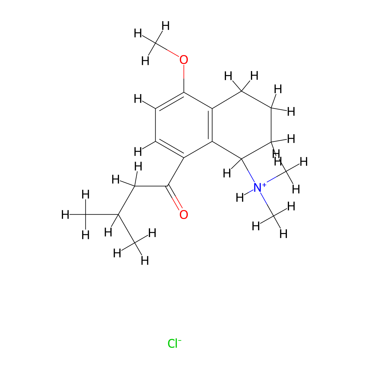 1-Naphthylamine, 1,2,3,4-tetrahydro-N,N-dimethyl-8-isovaleryl-5-methoxy-, hydrochloride molecular structure, CAS 64037-86-1