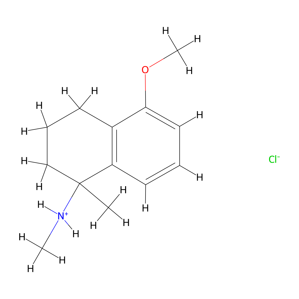 1-Naphthylamine, 1,2,3,4-tetrahydro-N,1-dimethyl-5-methoxy-, hydrochloride molecular structure, CAS 64037-88-3
