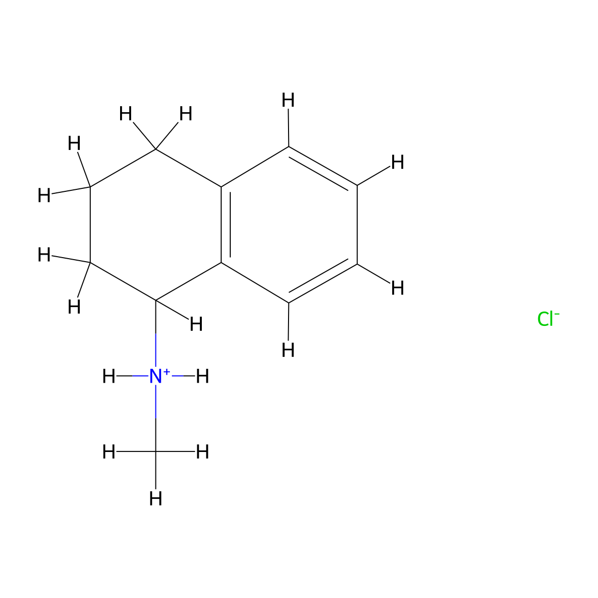 1-Naphthylamine, 1,2,3,4-tetrahydro-N-methyl-, hydrochloride molecular structure, CAS 64037-95-2