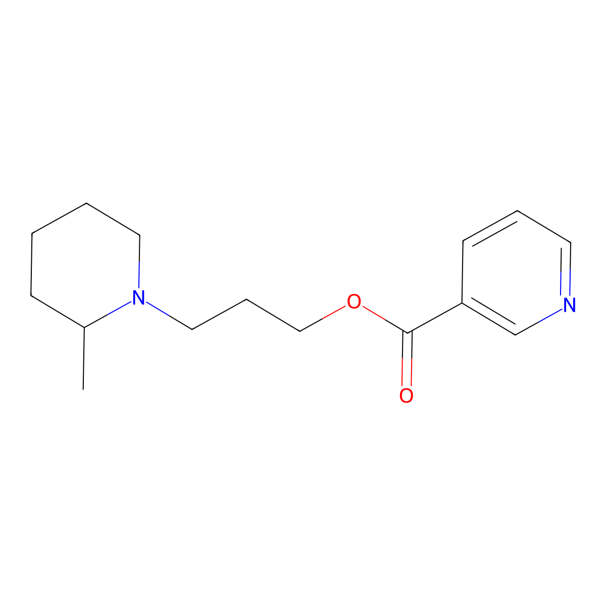 Nicotinic acid, 3-(2'-methylpiperidino)propyl ester molecular structure, CAS 64038-02-4
