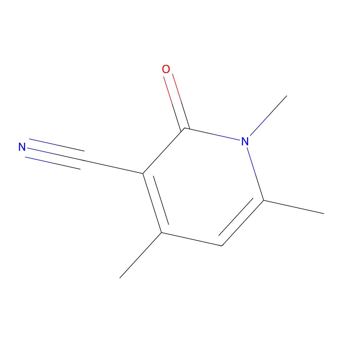 Nicotinonitrile, 1,2-dihydro-2-oxo-1,4,6-trimethyl- molecular structure, CAS 64038-03-5