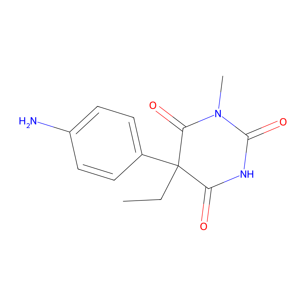 5-(p-Aminophenyl)-5-ethyl-1-methylbarbituric acid molecular structure, CAS 64038-09-1