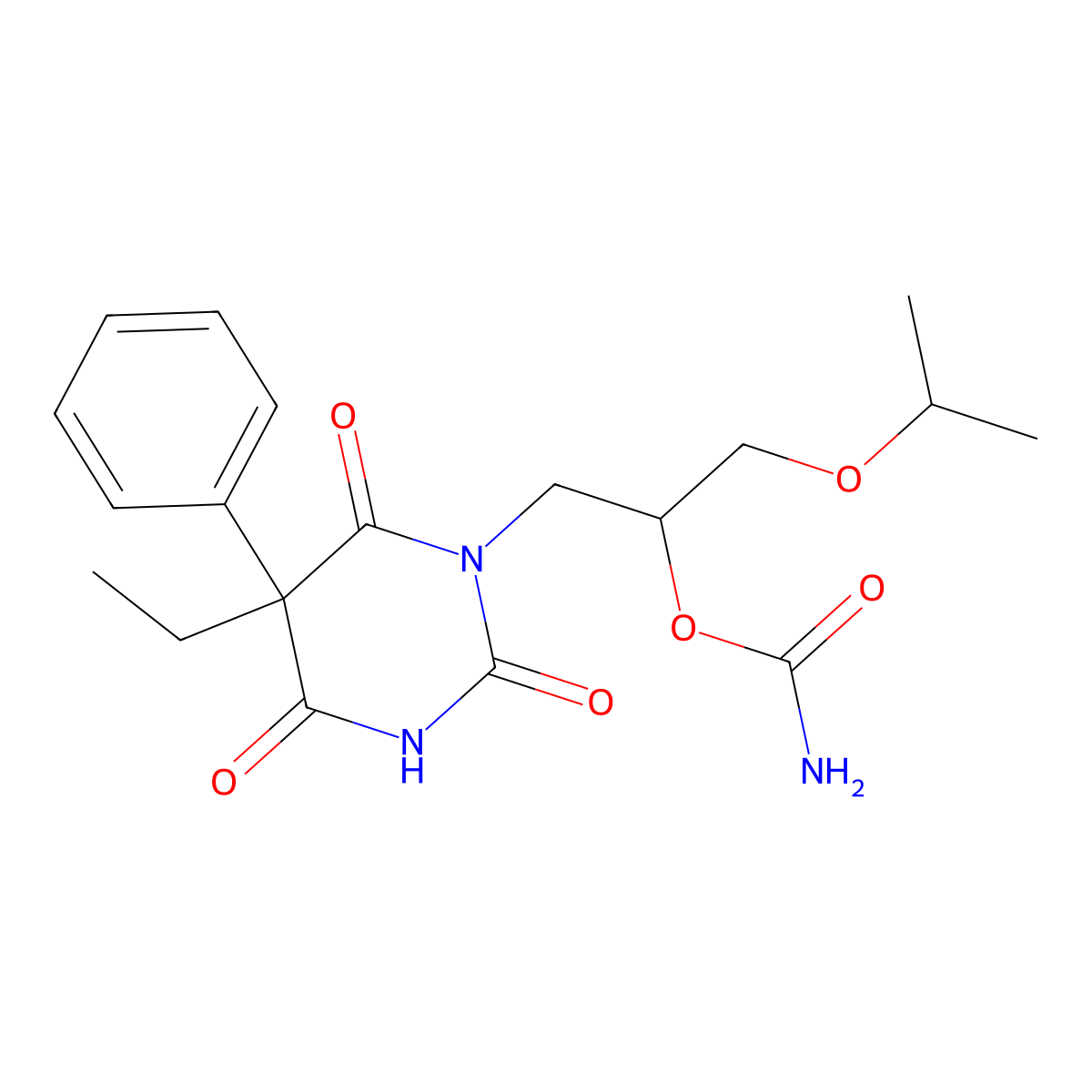 Barbituric acid, 5-ethyl-1-(2-hydroxy-3-isopropoxypropyl)-5-phenyl-, carbamate (ester) molecular structure, CAS 64038-12-6