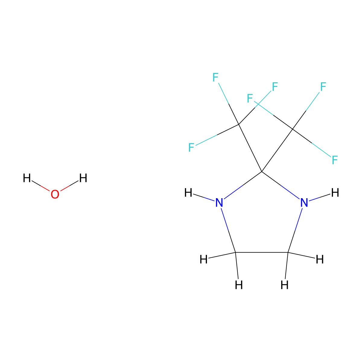 Imidazolidine, 2,2-bis(trifluoromethyl)-, hydrate molecular structure, CAS 64038-67-1