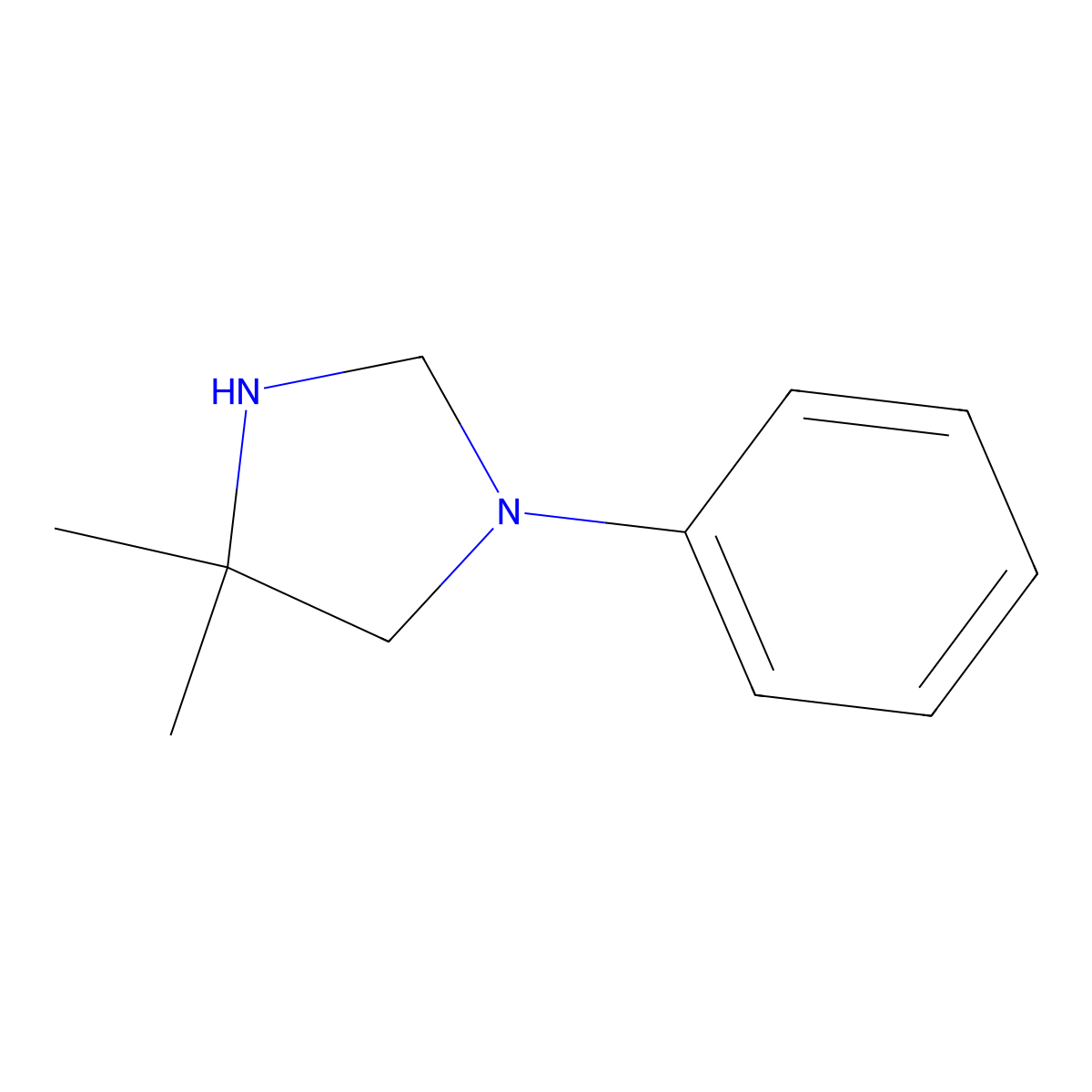 Imidazolidine, 4,4-dimethyl-1-phenyl- molecular structure, CAS 64038-71-7
