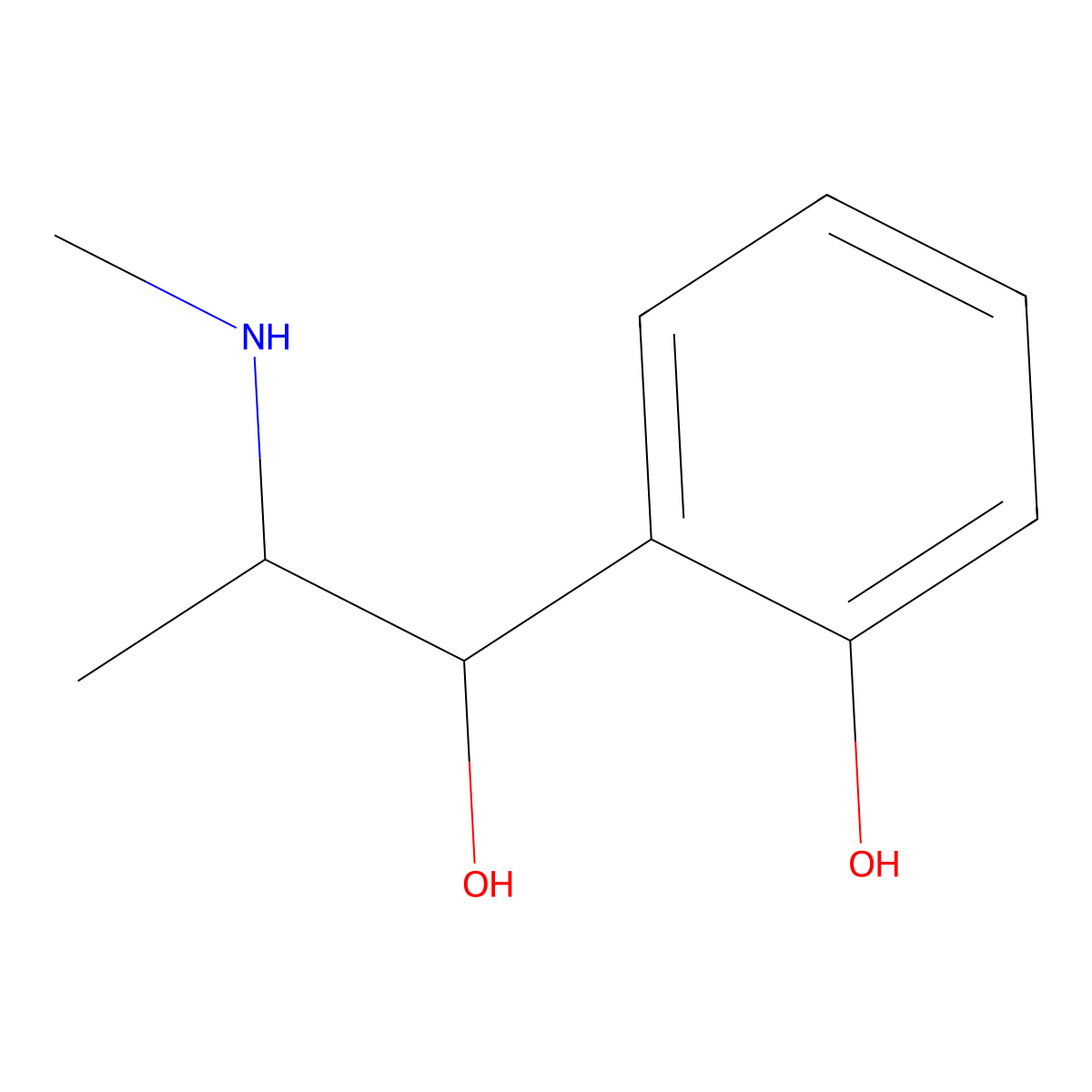 Benzyl alcohol, o-hydroxy-alpha-(1-(methylamino)ethyl)- molecular structure, CAS 64038-76-2