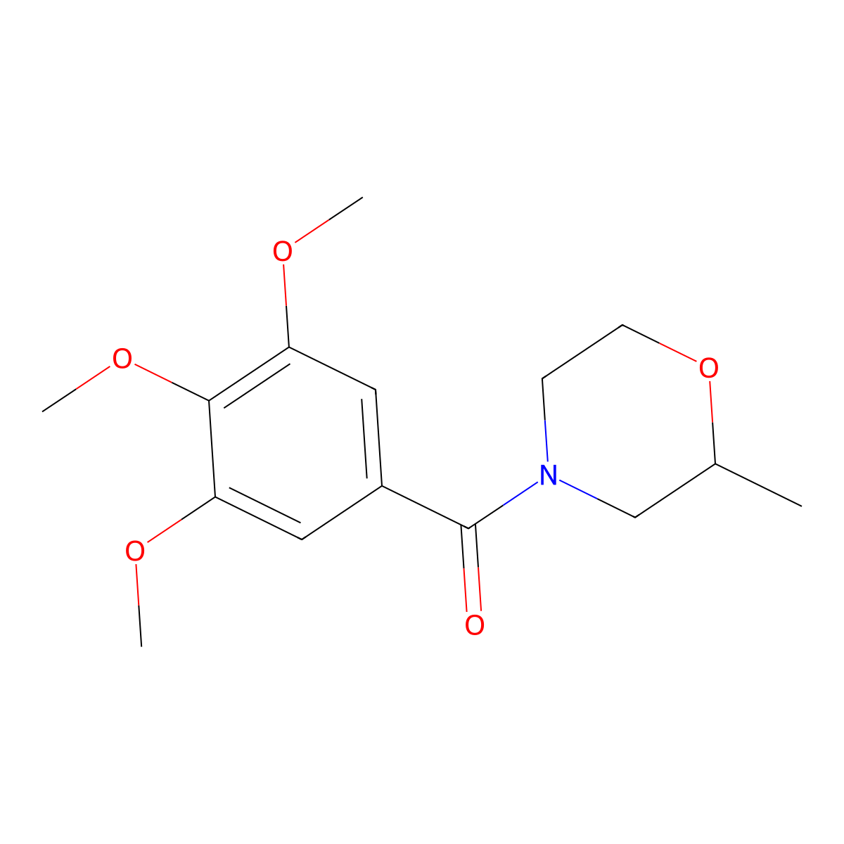 (2-Methylmorpholin-4-yl)(3,4,5-trimethoxyphenyl)methanone molecular structure, CAS 64039-11-8