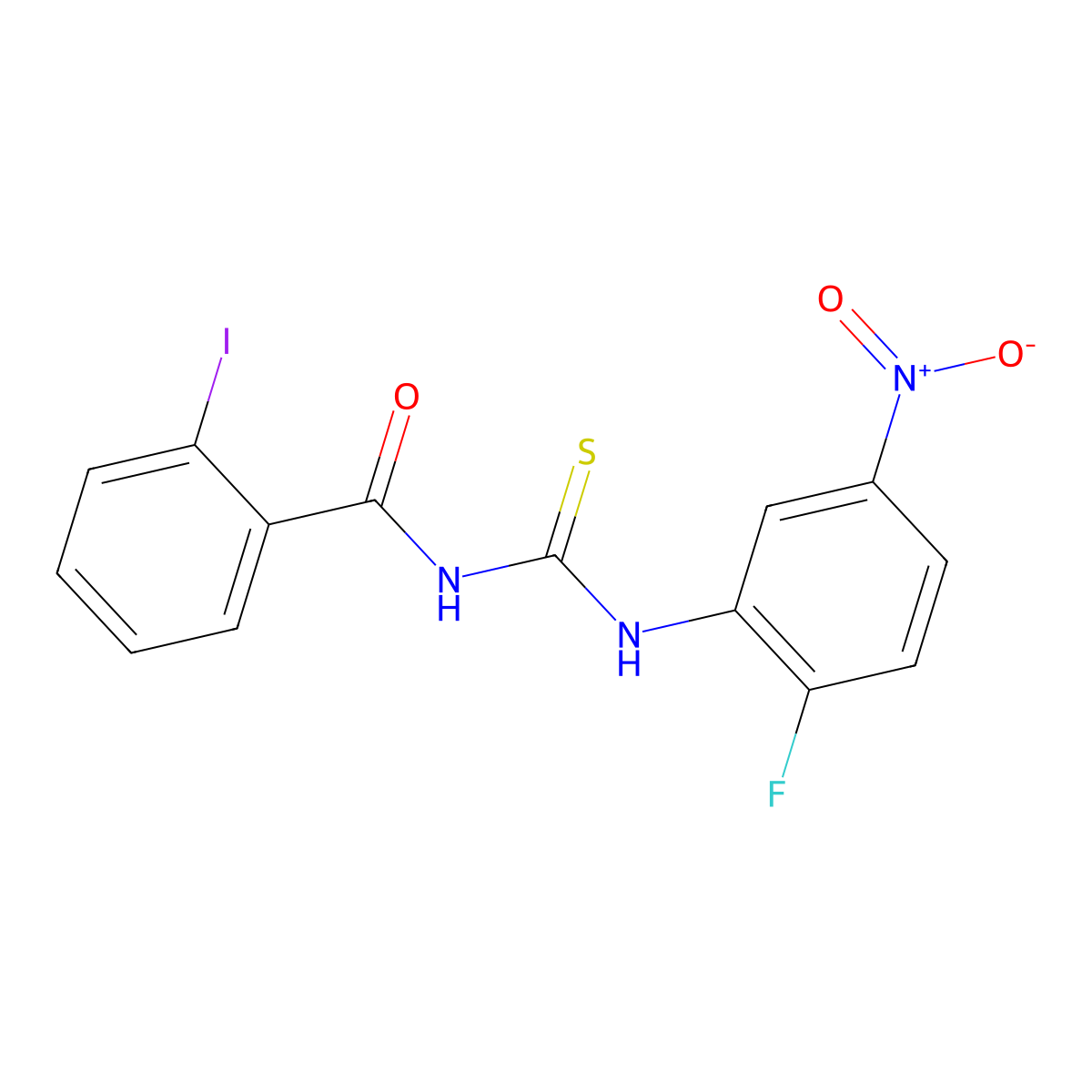N-[(2-fluoro-5-nitrophenyl)carbamothioyl]-2-iodobenzamide molecular structure, CAS 6404-07-5