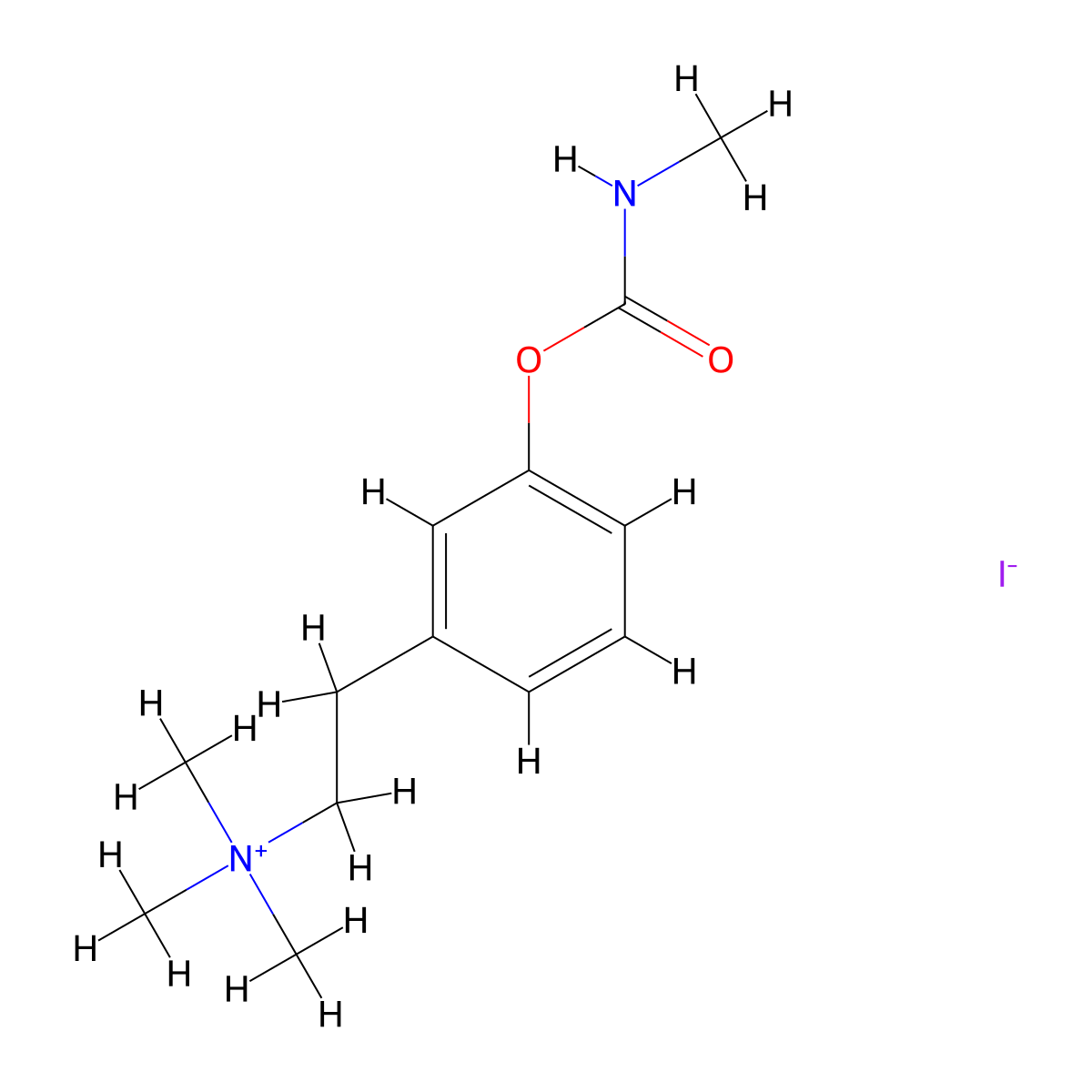 Ammonium, (3-hydroxyphenethyl)trimethyl-, iodide, methylcarbamate molecular structure, CAS 64046-03-3