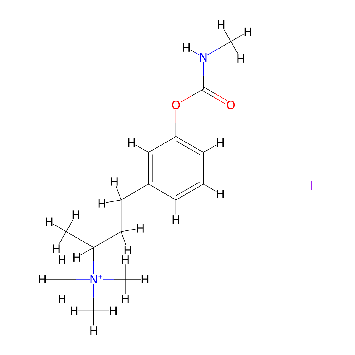 Ammonium, (4-(3-hydroxyphenyl)-sec-butyl)trimethyl-, iodide, methylcarbamate molecular structure, CAS 64046-10-2