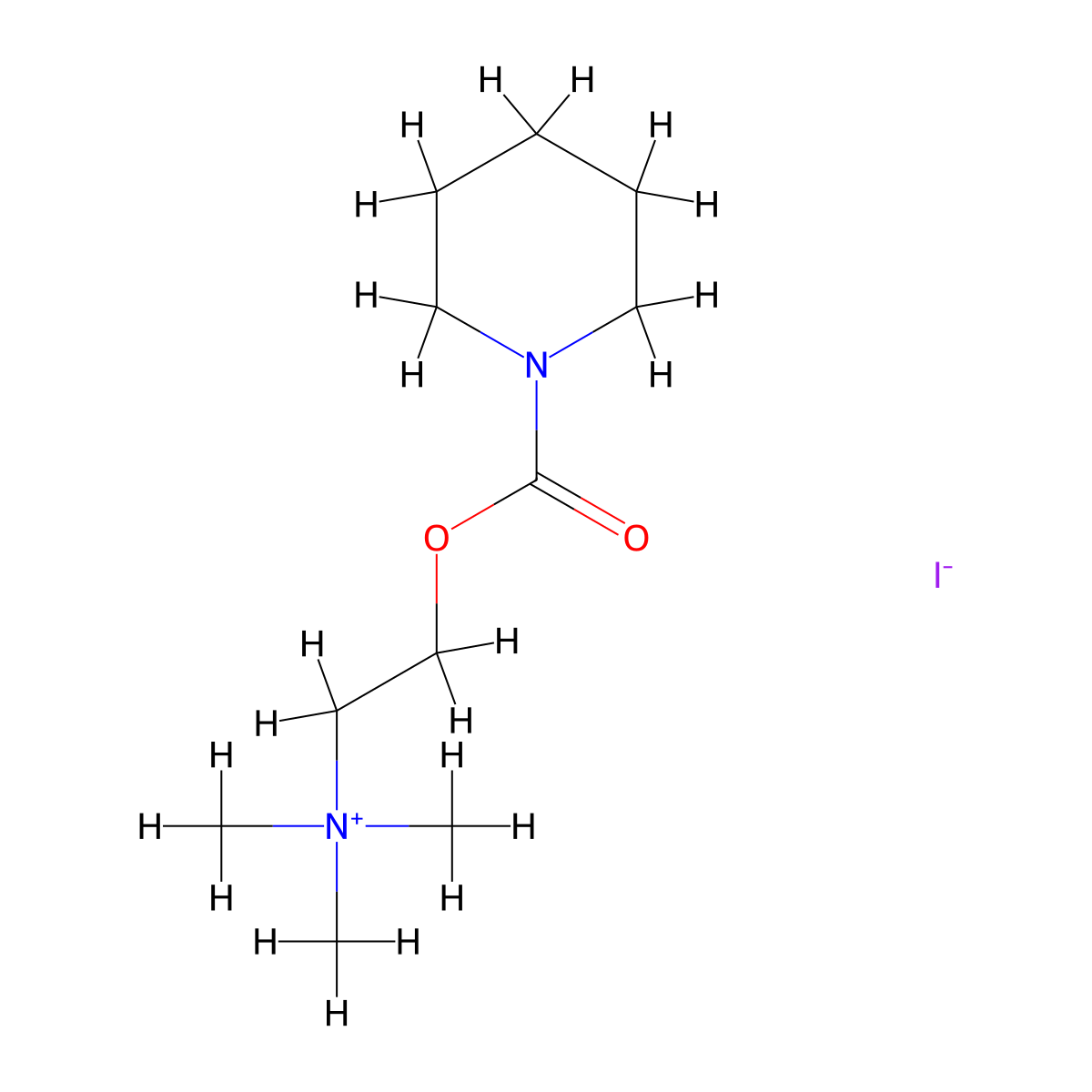 Ammonium, (2-hydroxyethyl)trimethyl-, iodide, 1-piperidinecarboxylate molecular structure, CAS 64046-21-5